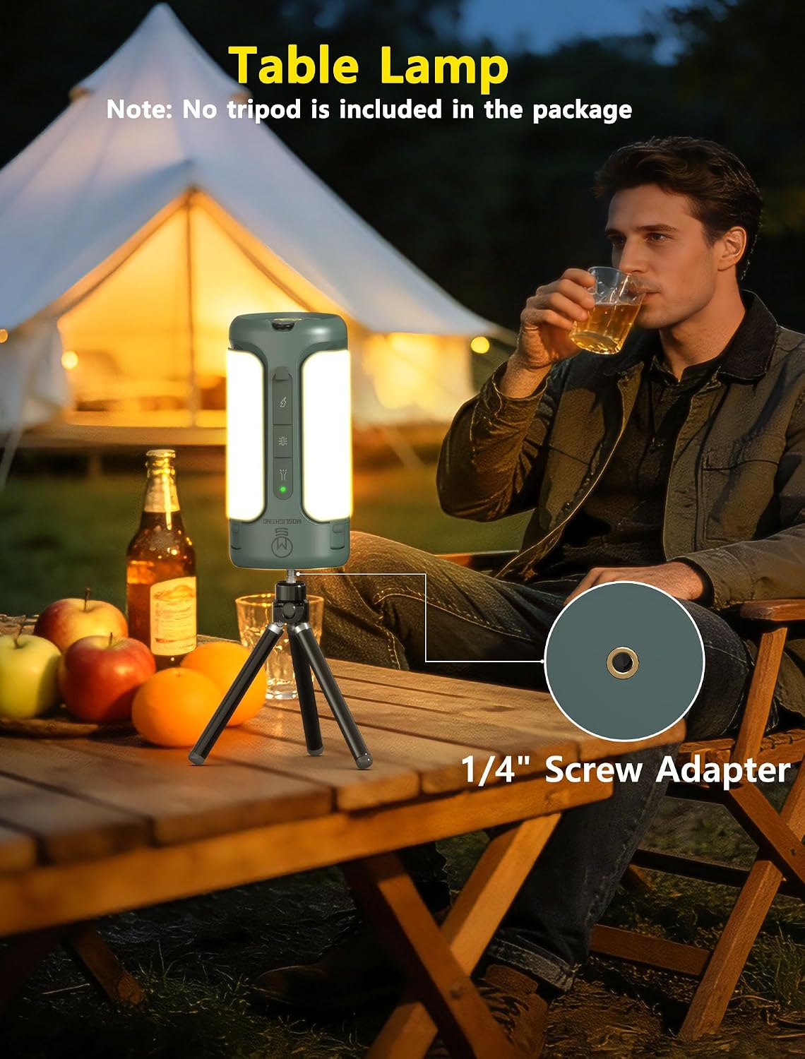 Camping Lantern Rechargeable, 3-in-1 Foldable Tent Light & Flashlight, 1500LM, 10000mAh, IP54 Water Resistant, 1/4" Screw Base, Stepless Dimming, 5 Modes for Camping, Hiking, Power Outages