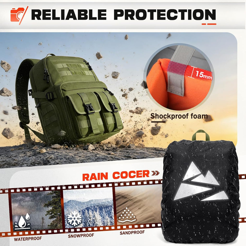 RAINSMORE Camera Backpack, DSLR/SLR/Mirrorless Camera Bag for Photographers