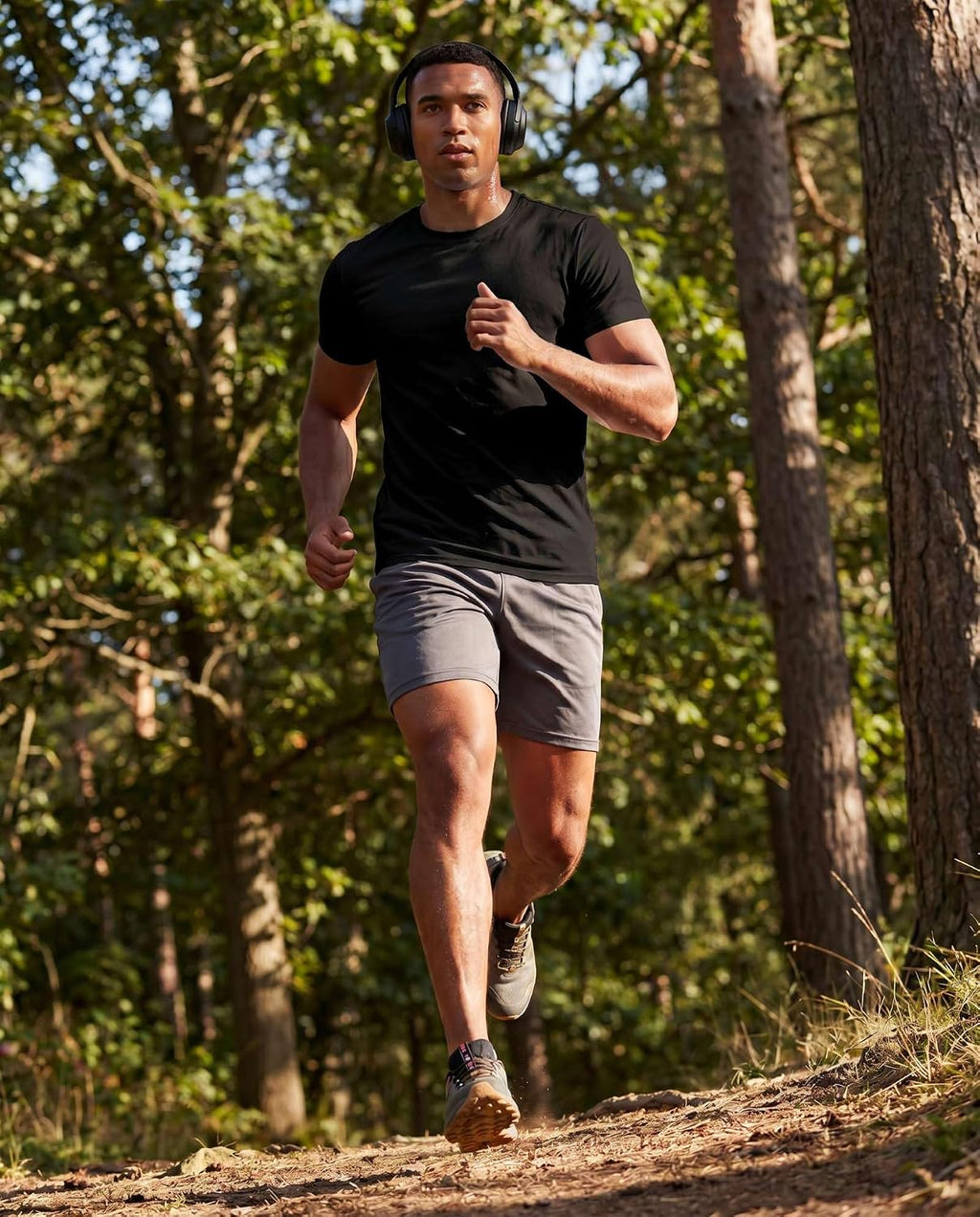 5 Pack Men's Dry Fit Workout T Shirts Crew Neck Athletic Gym Running Tees