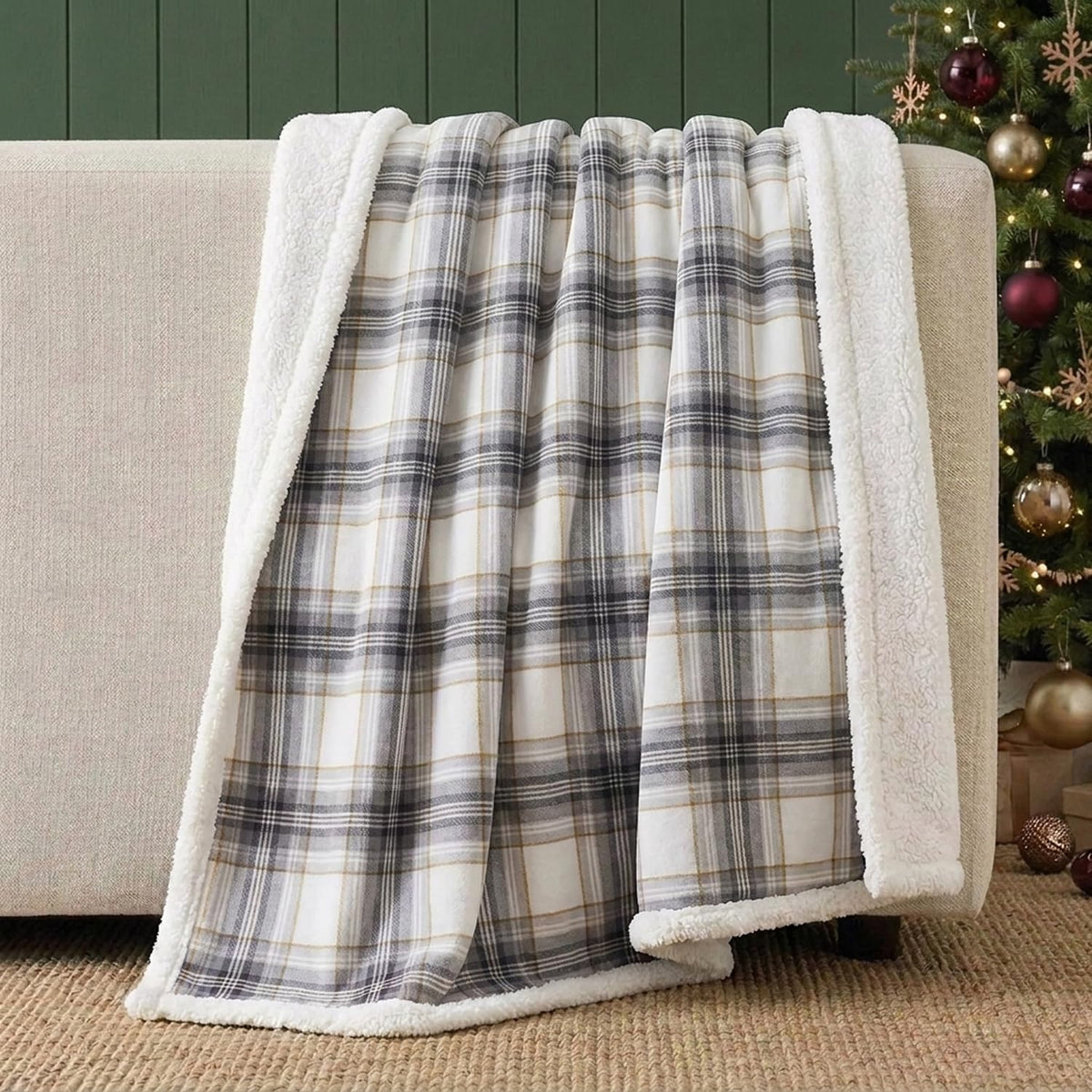 Eddie Bauer - Sherpa Reverse Throw Blanket for Bed or Couch, 50 x 70