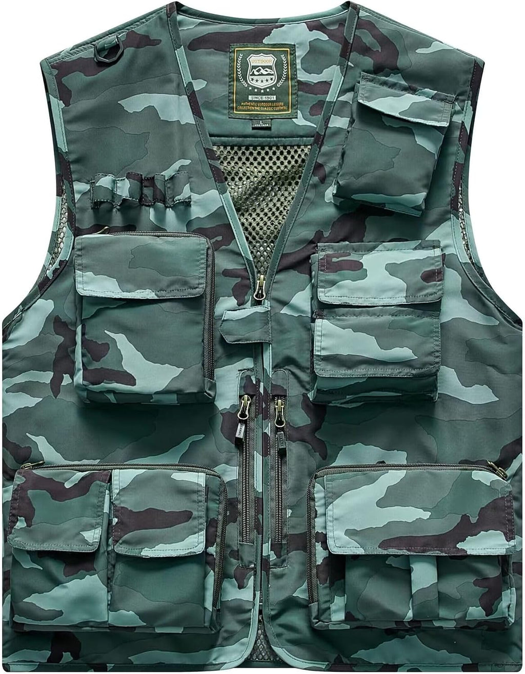 Hbufnha Outdoor Fishing Hunting Vest Multi Pockets Work Cargo Jacket