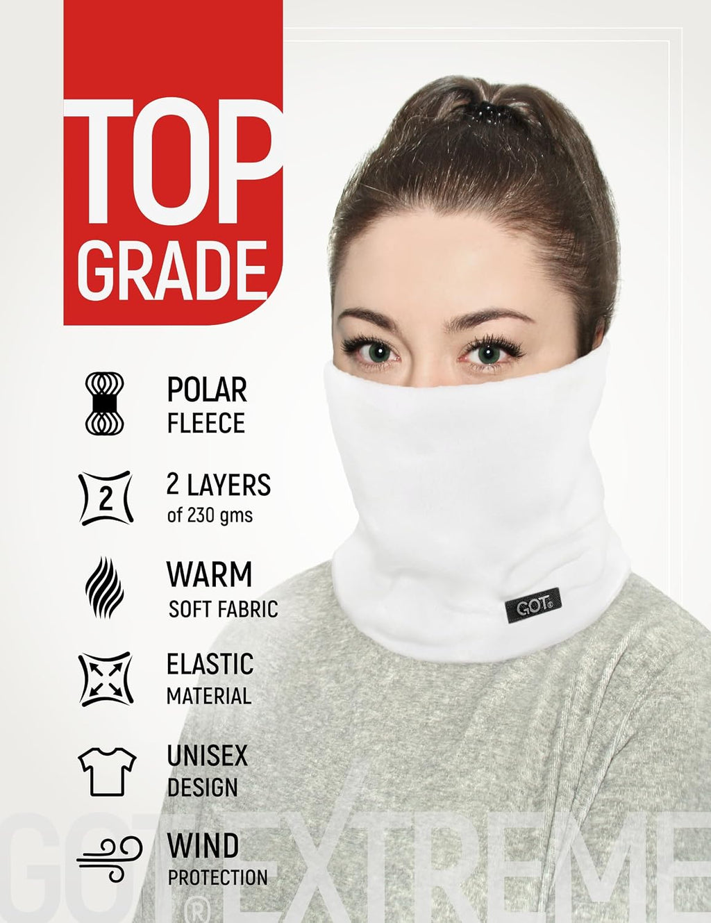 Polar Fleece Neck Warmer - Ski Mask Winter Neck Gaiter Scarf Men Women