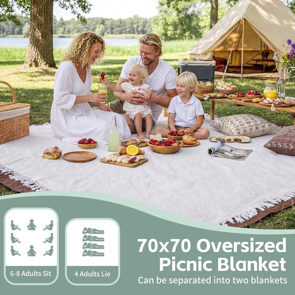RYCHIC 2 in 1 Extra Large Camping Blanket Outdoor Rug Picnic Yoga Mat Lightweight Car Essential Roadtrip Gadget Rv Accessories Glamping Gear Must Haves Hiking Backpacking Necessities Women Beach Gift