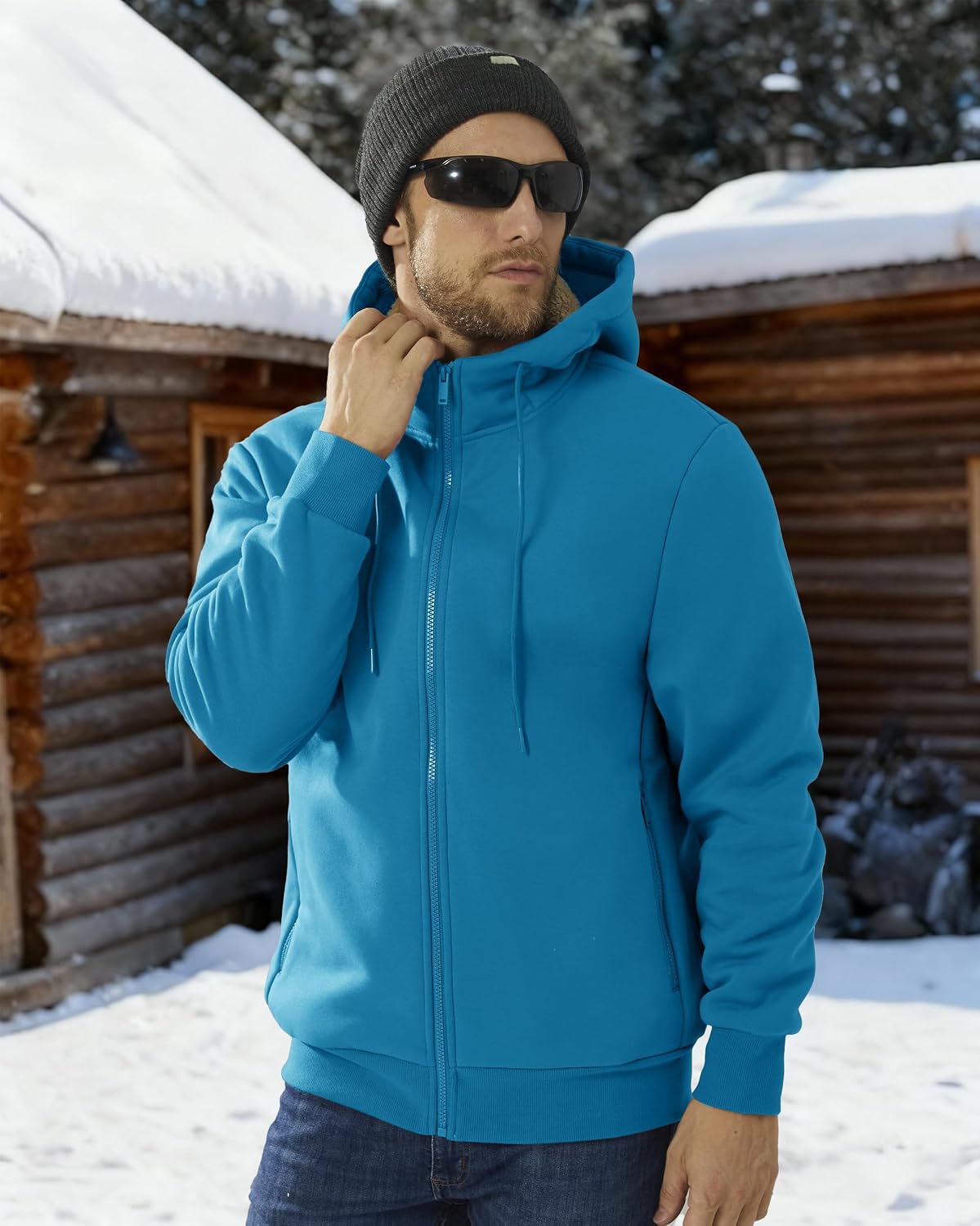 Boladeci Men's Sherpa Fleece Lined Hoodie Zip Up Heavyweight Winter Jacket