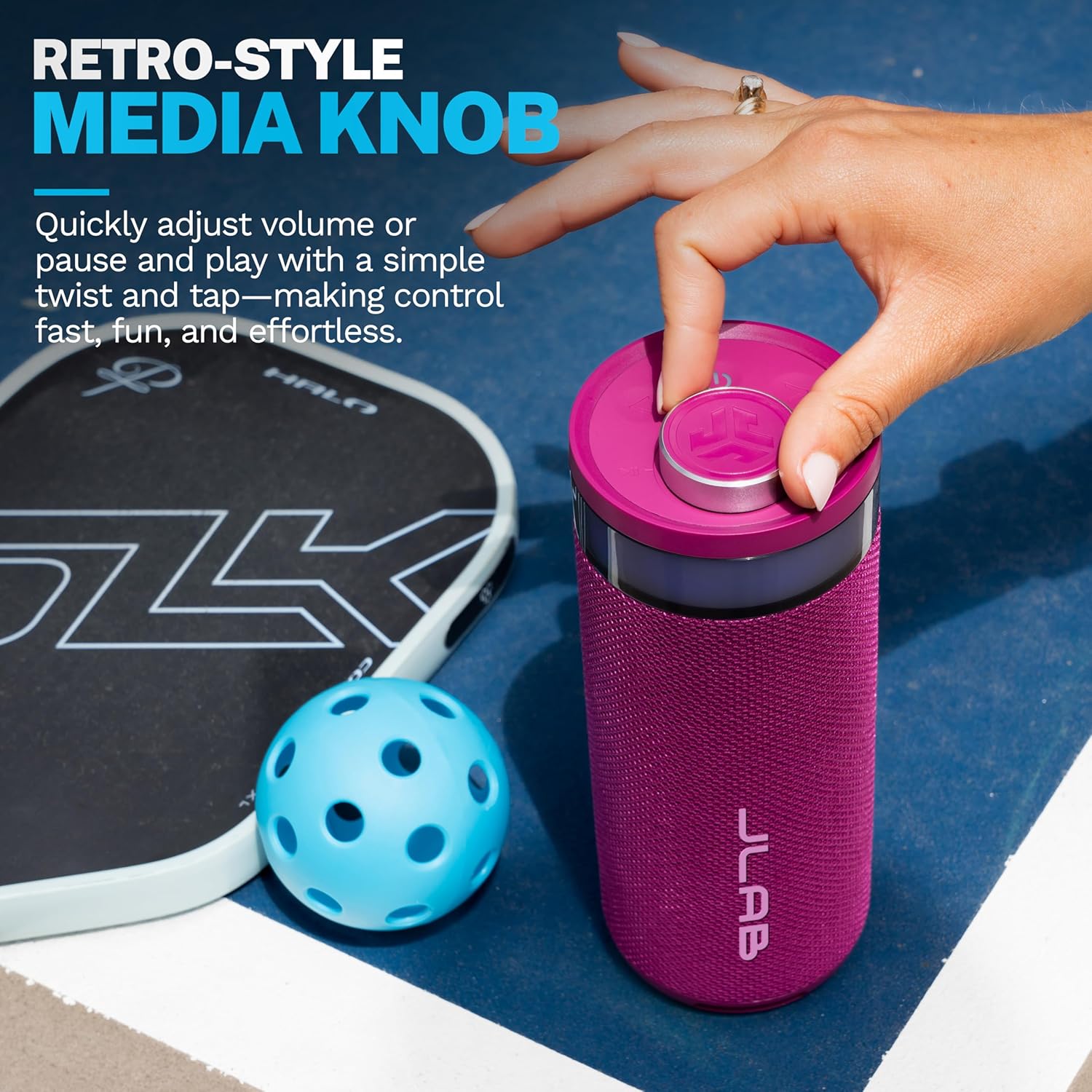 JLab, Go Party, Portable Bluetooth Speaker, Waterproof, RGB Lighting, LabSync, Mulberry