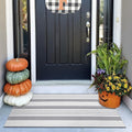 OJIA Front Door Rug 24"x51" Gray and White Striped Outdoor Rug Porch Decor