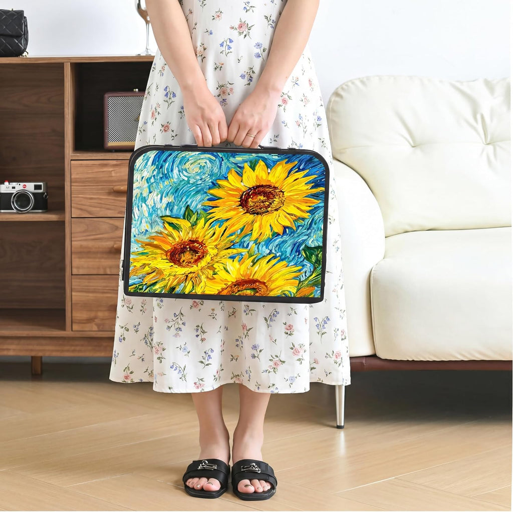 YihuiKo Small Camping Table, Vintage French Sunflower Pattern Folding Table