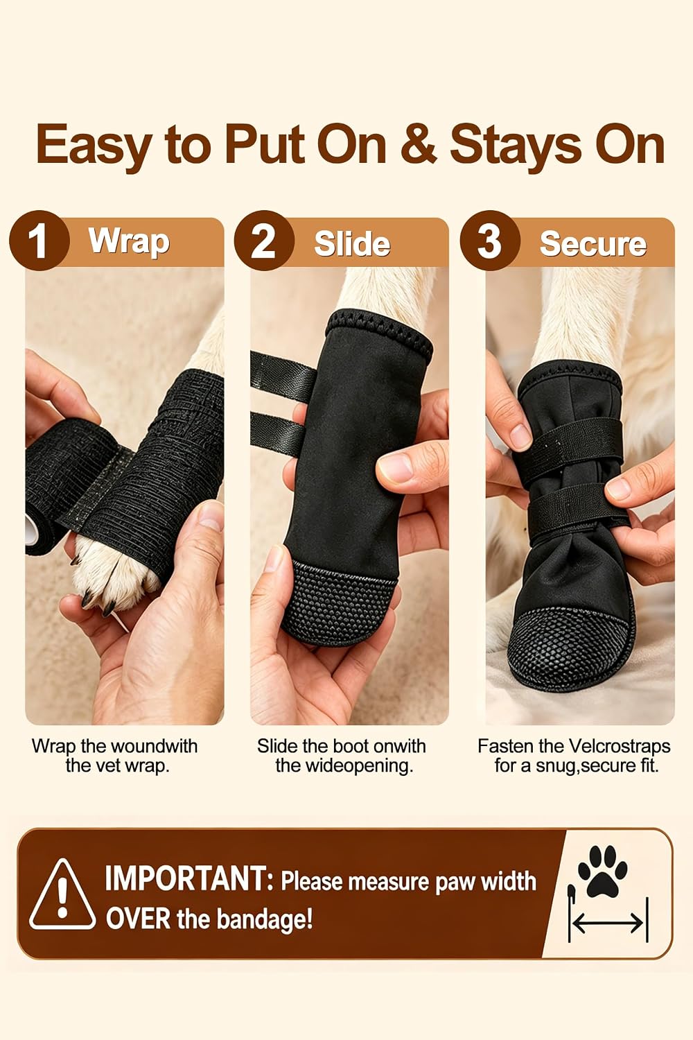 Dog Paw Wound Recovery Boot with Self-Adhering Pet Bandage, Breathable Paw Protector Kit for Injured Paws,Anti-Slip Shoe & Vet Wrap for Post-Surgery Care, Licking Prevention (1 Boot+1 Roll) S