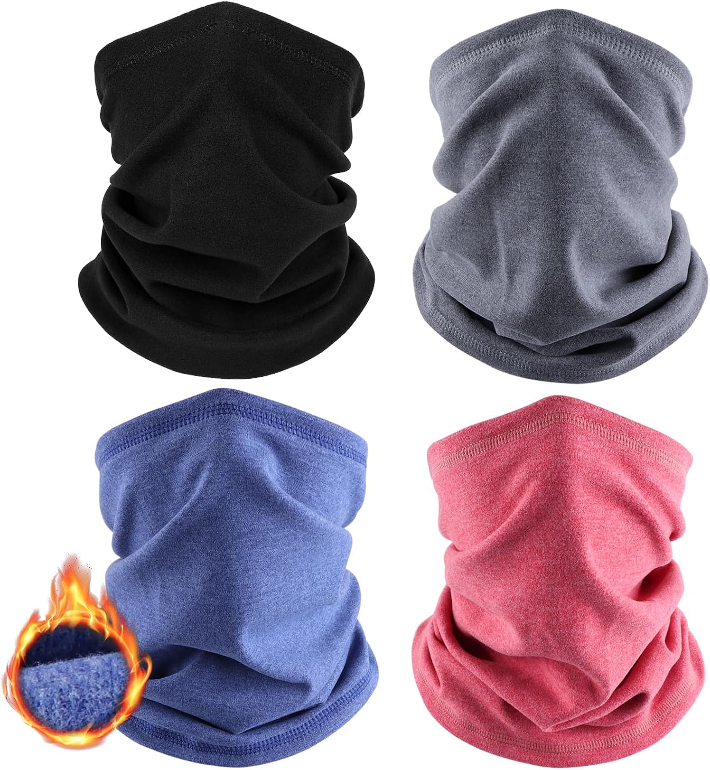 LUOLIIL VOE 4 Pack Winter Neck Warmer, Neck Gaiter Ski for Men & Women, Soft Fleece Face Cover Mask Scarf for Cold Weather