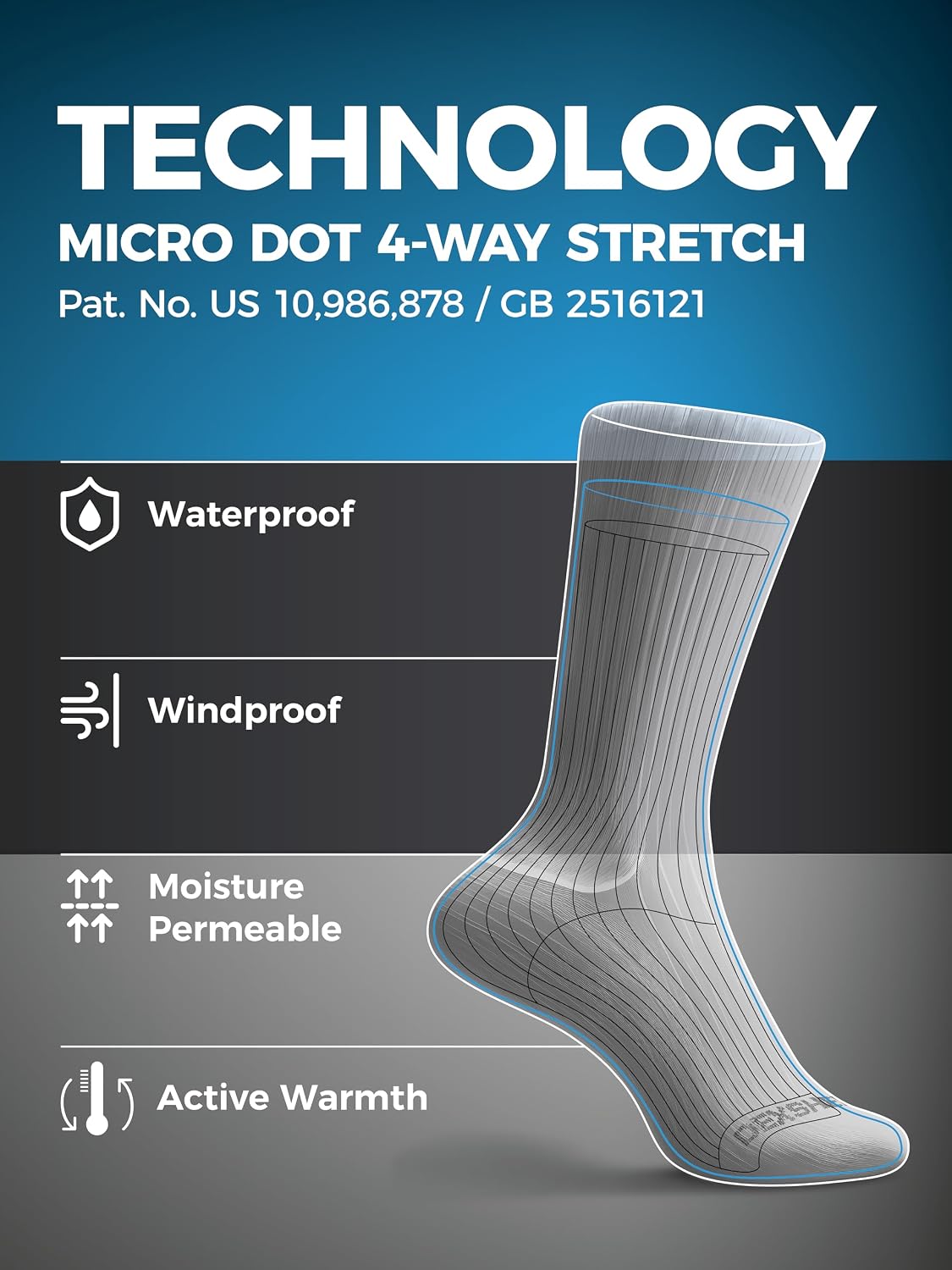 DexShell Waterproof Merino Wool Socks, Breathable Membrane