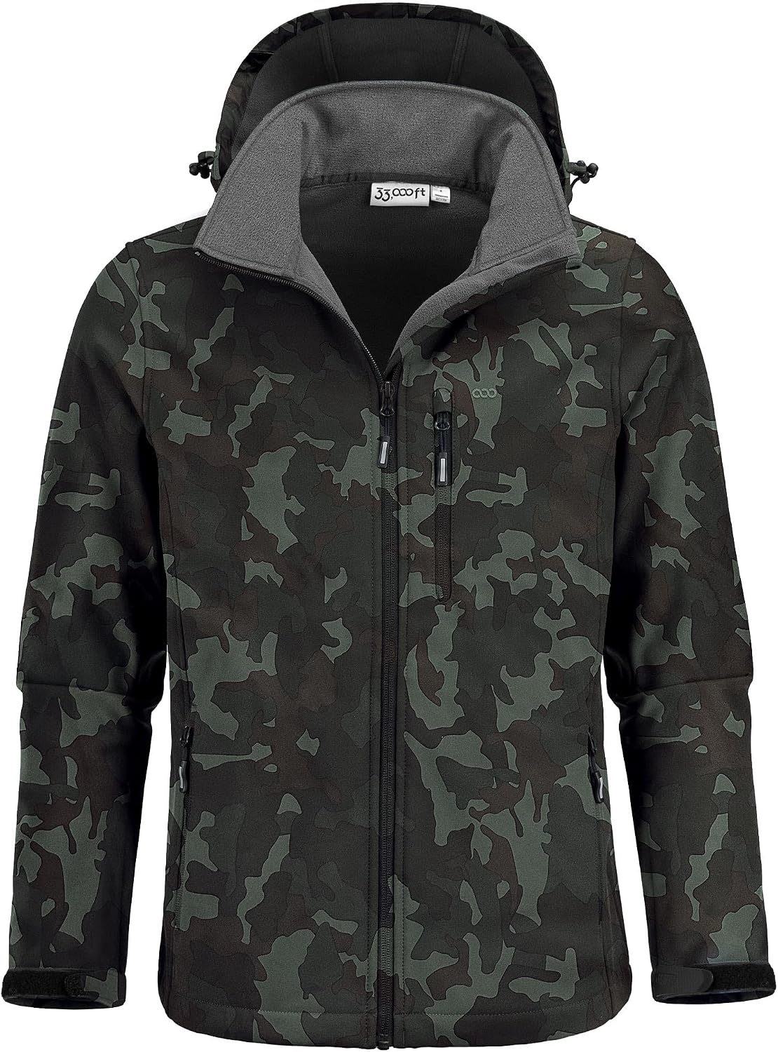 33,000ft Men's Hooded Softshell Jacket Waterproof Fleece Windbreaker Jacket