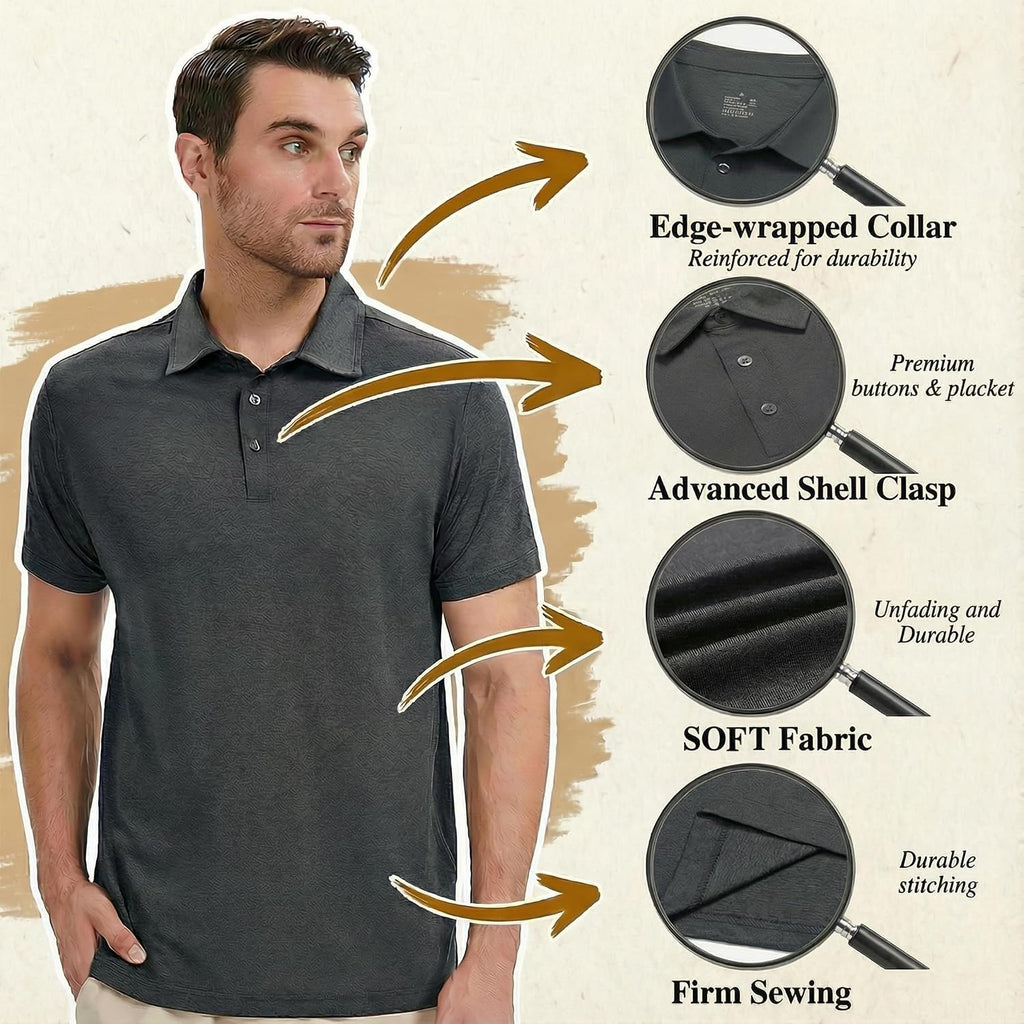 5 Pack Men's Polo Shirts Short Sleeve Golf T Shirt Performance Casual