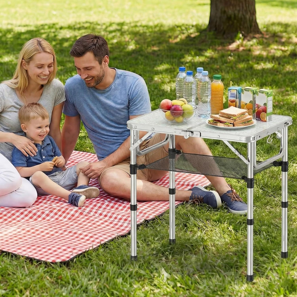 YihuiKo Small Folding Table with Carrying Handle, Portable Picnic Table