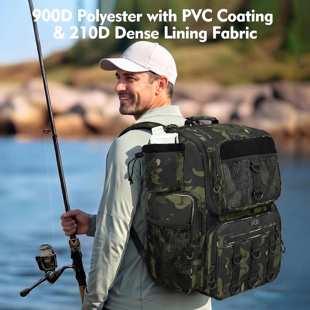 MGB Fishing Backpack, 46L Water-resistant Fishing Tackle Backpack