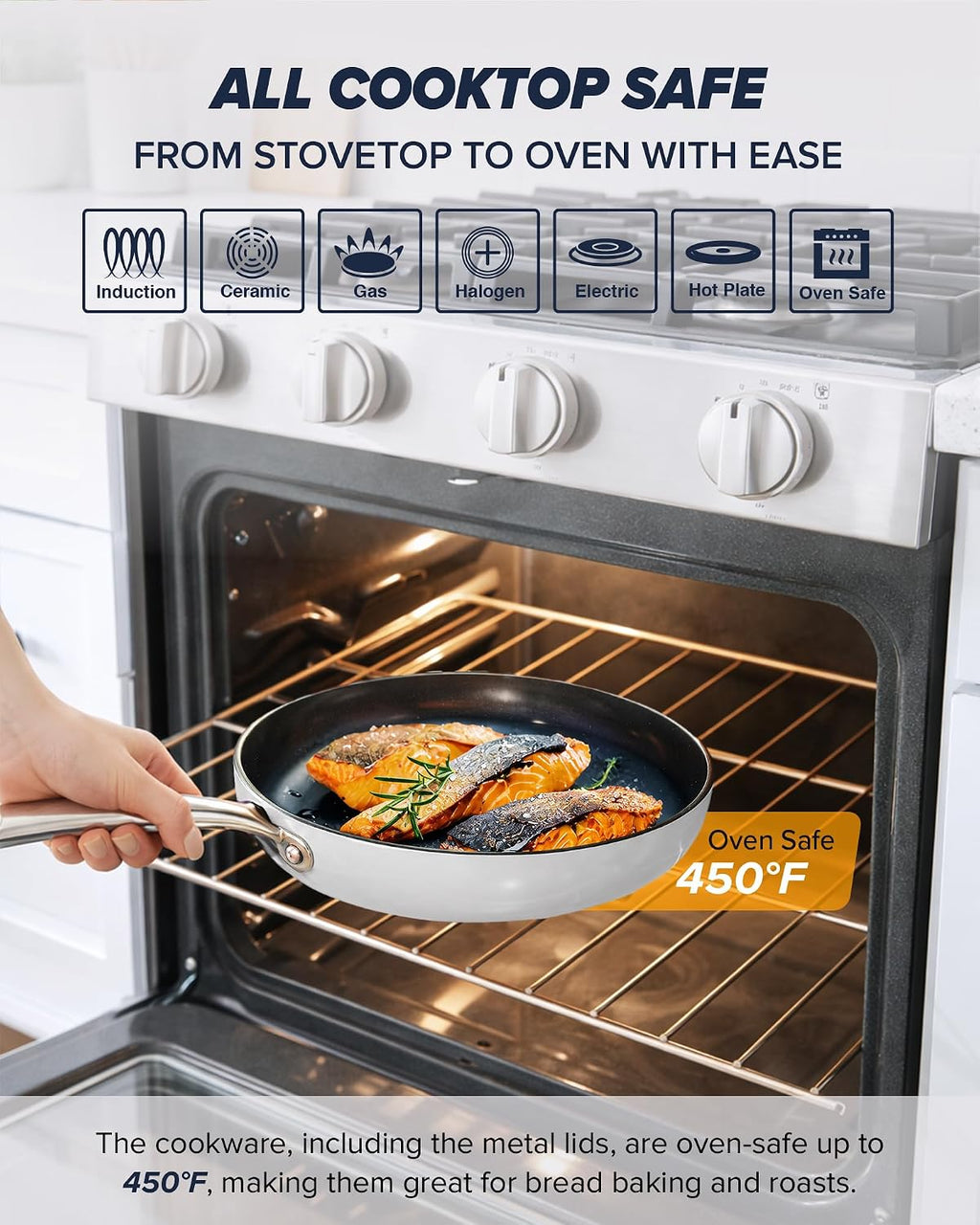 Nuwave Essential Series 5PC Ceramic Cookware Set PFAS-Free, Dishwasher Safe