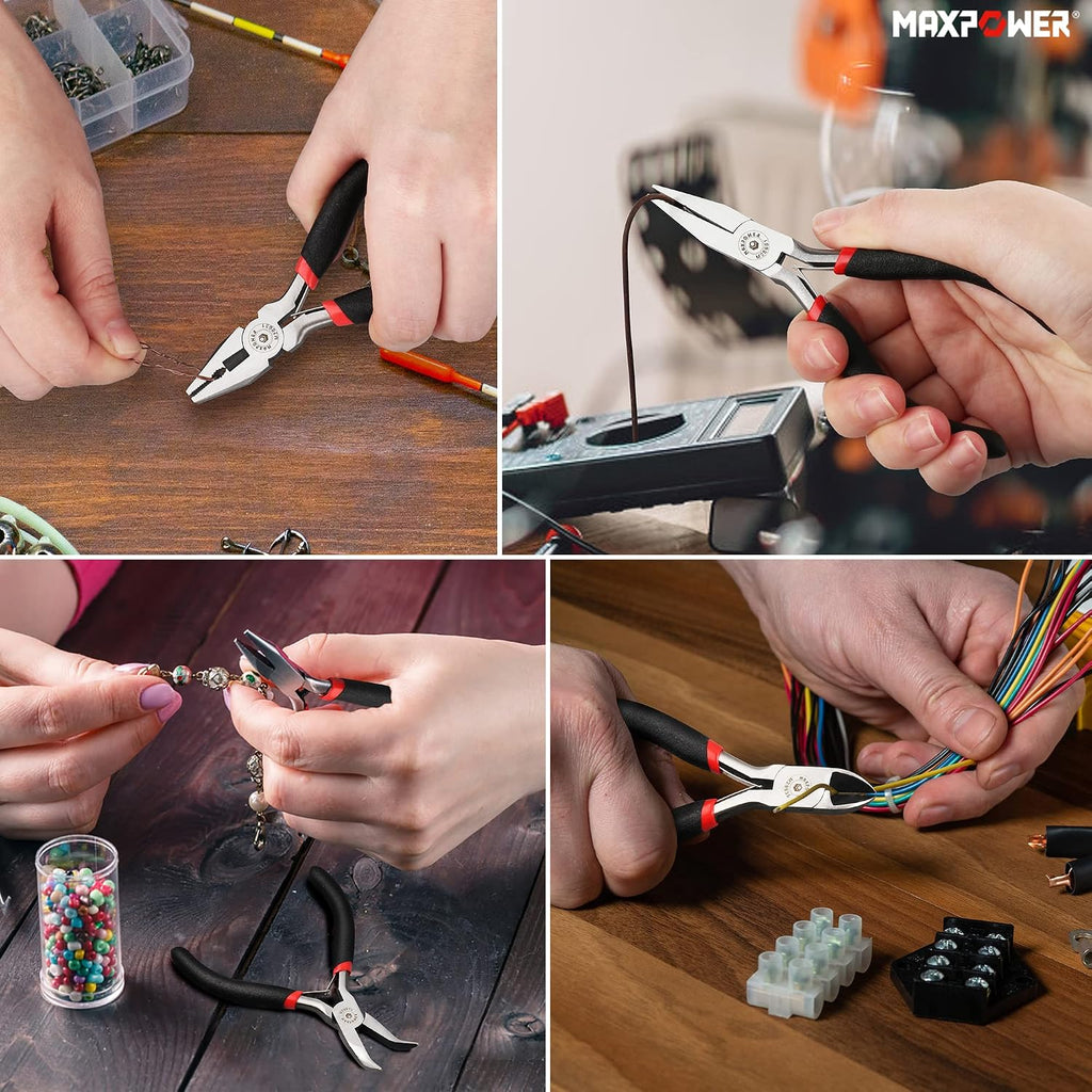 MAXPOWER 8-Pc Mini Pliers Set – Jewelry Making, Wire Wrapping, Crafts & DIY