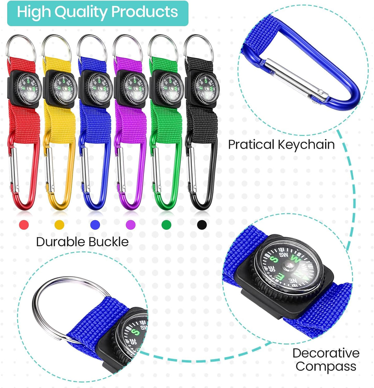 TOODOO 36 Pieces Compass Keychain Bulk, Mini Pocket Compasses Keychain