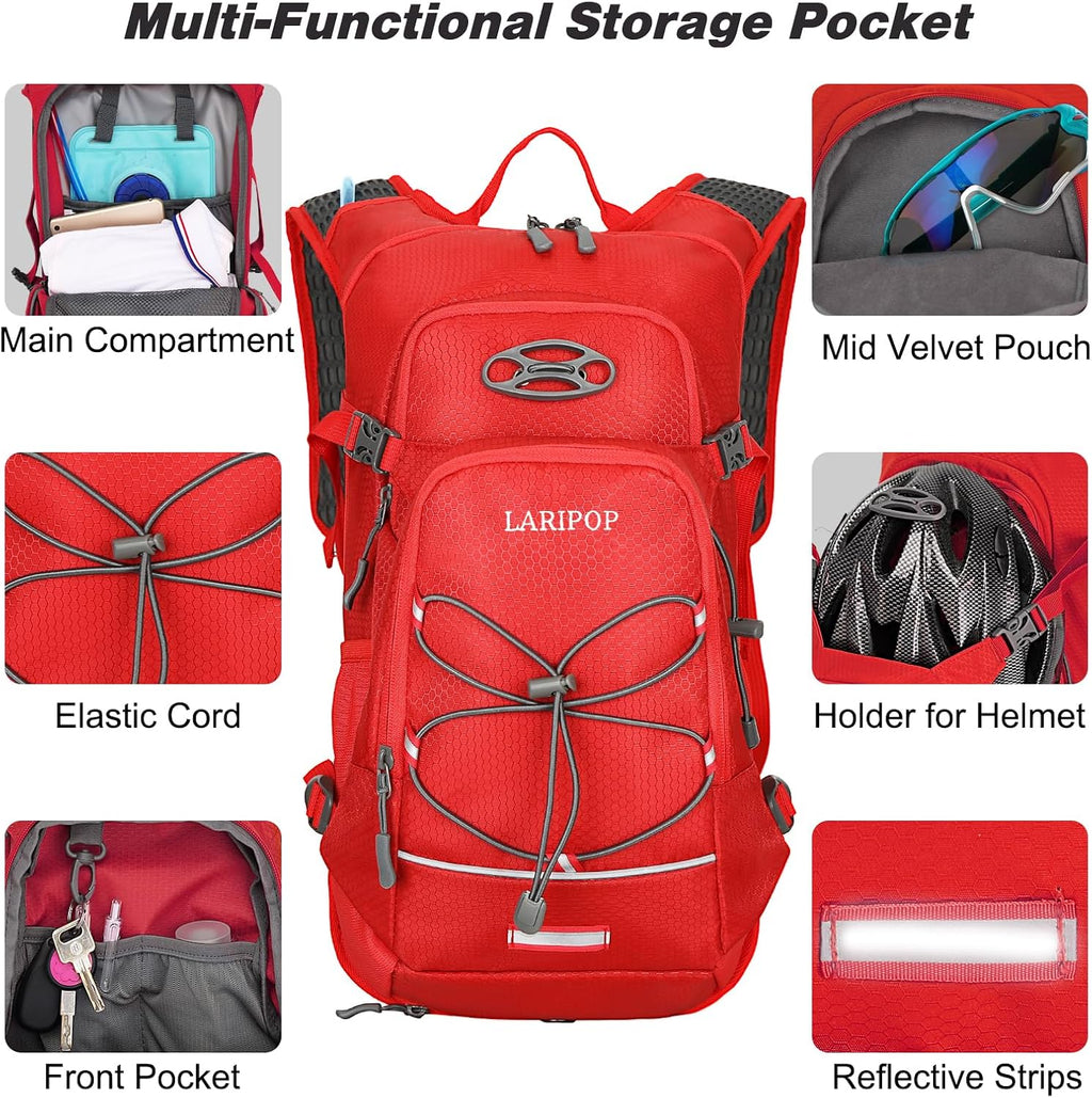 LARIPOP 18L Hydration Backpack with 2L Leak-Proof Water Bladder for Hiking Cycling Running Men Women