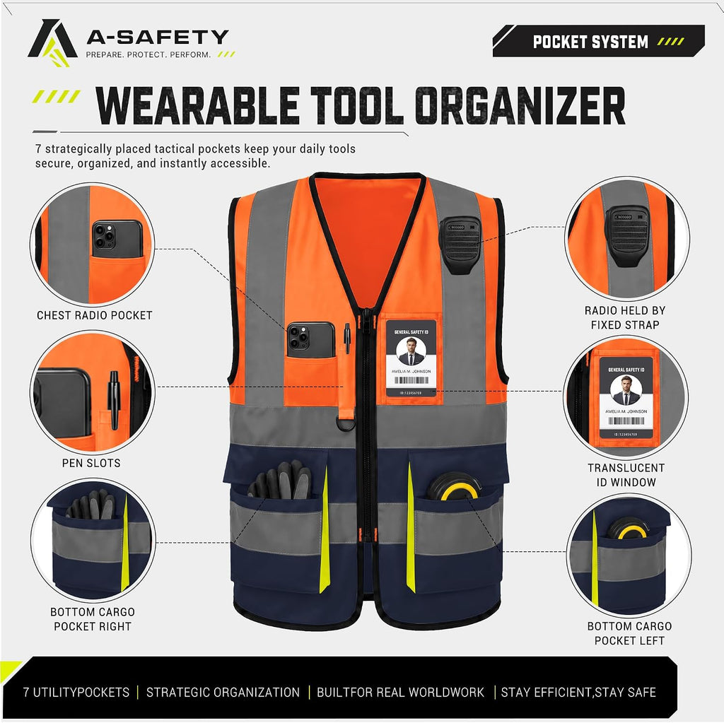 A-SAFETY High Visibility Reflective Safety Vest Customize Logo (XS-8XL)
