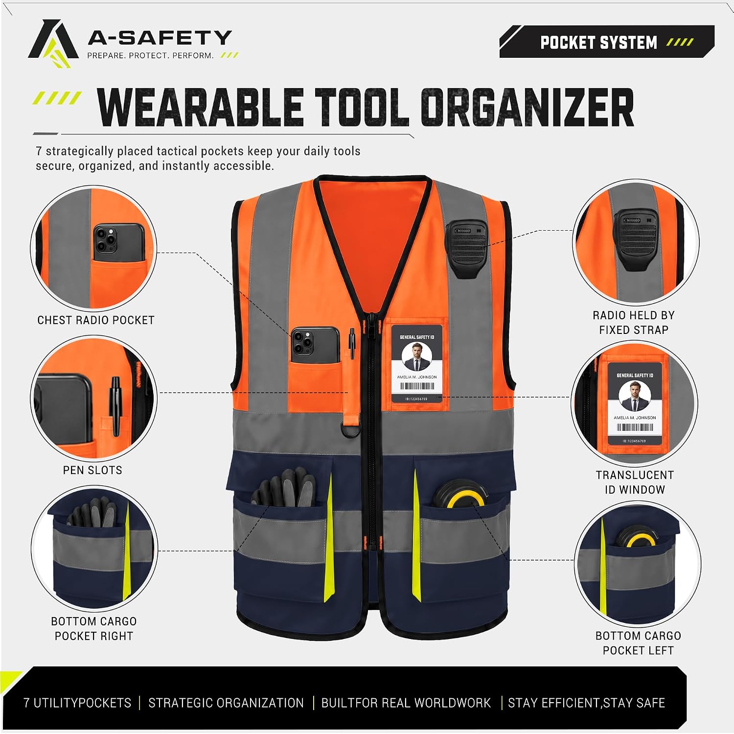 A-SAFETY High Visibility Reflective Safety Vest Customize Logo (XS-8XL)