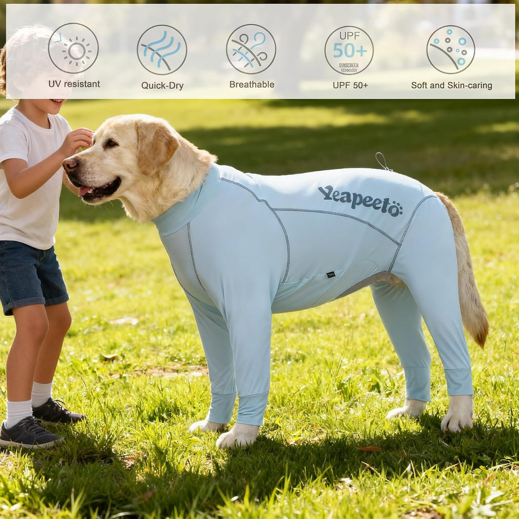 Dog Sun Protection Cooling Suit UPF 50+, Quick-Dry Breathable Jumpsuit for Large & Medium Dogs, Outdoor Dirt-Resistant Shedding Control Pet Apparel (Ice Blue, 7X-Large)