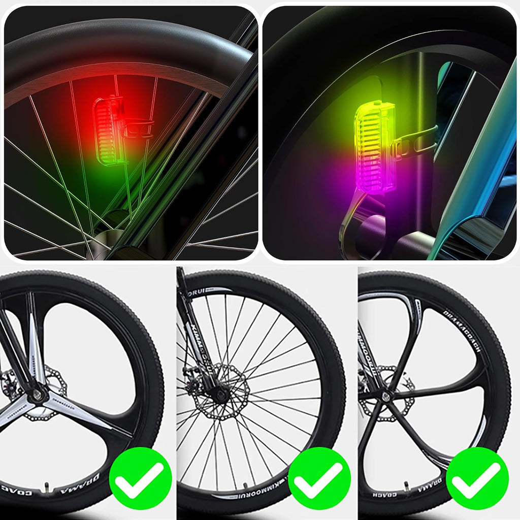 Bike Wheel Lights Rechargeable 4pack, Adults Kids Bike Lights for Wheels 7-Color Variable, Motion Sensor,Fit All Wheel Sizes of Bike,Toddler Balance Bicycle, E-Bike,Waterproof