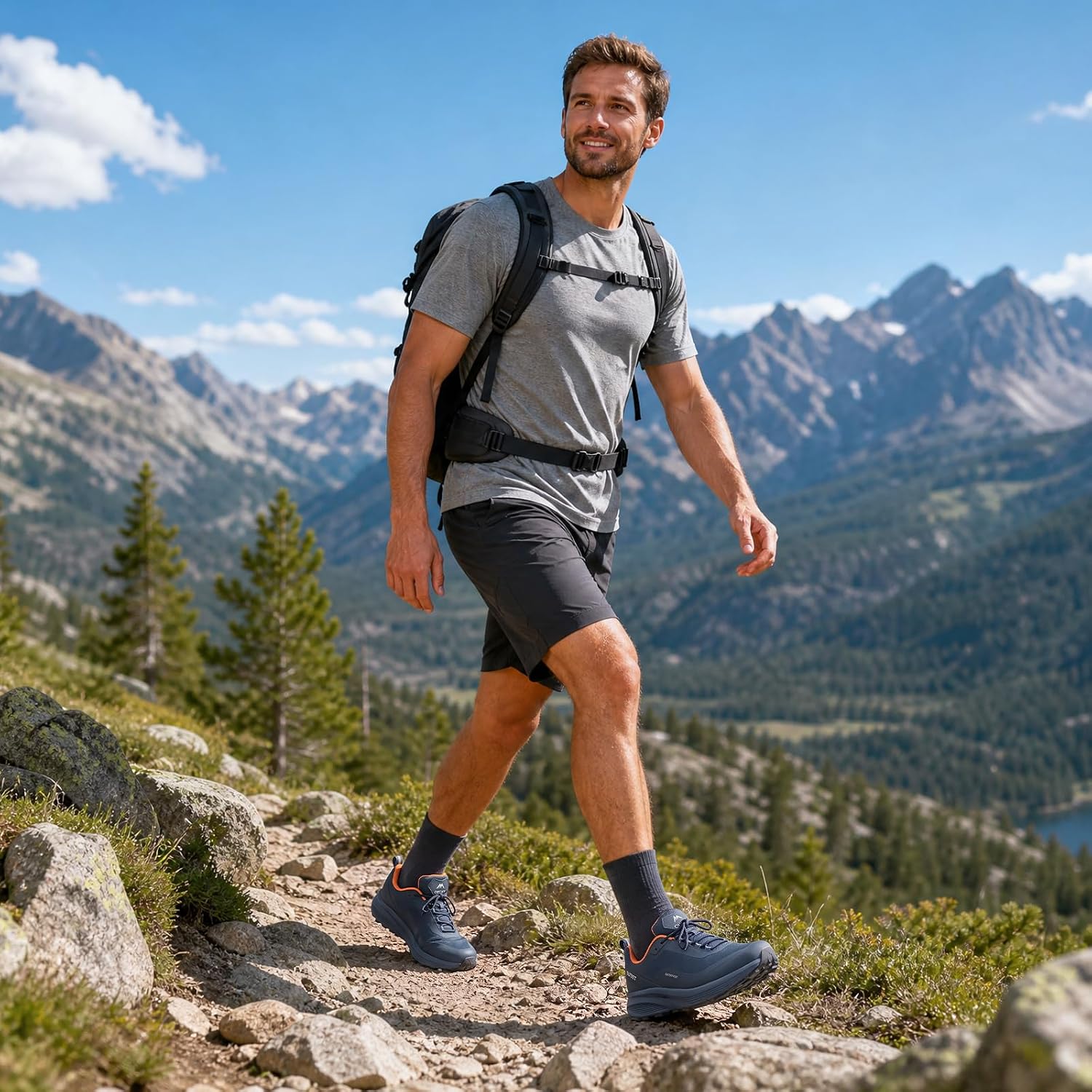 Men's Waterproof Hiking Shoes Lightweight Breathable Anti Slip Outdoor Shoes