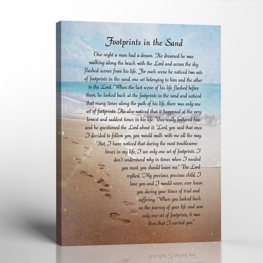 Footprints in the Sand Wall Decor, Footprints in the Sand Inspirational Wall Art, Beach Decor, Christian Gifts for Men and Women Chrisitan Wall Decor, Sympathy Gift.Ready To Hang, C2102-11x14