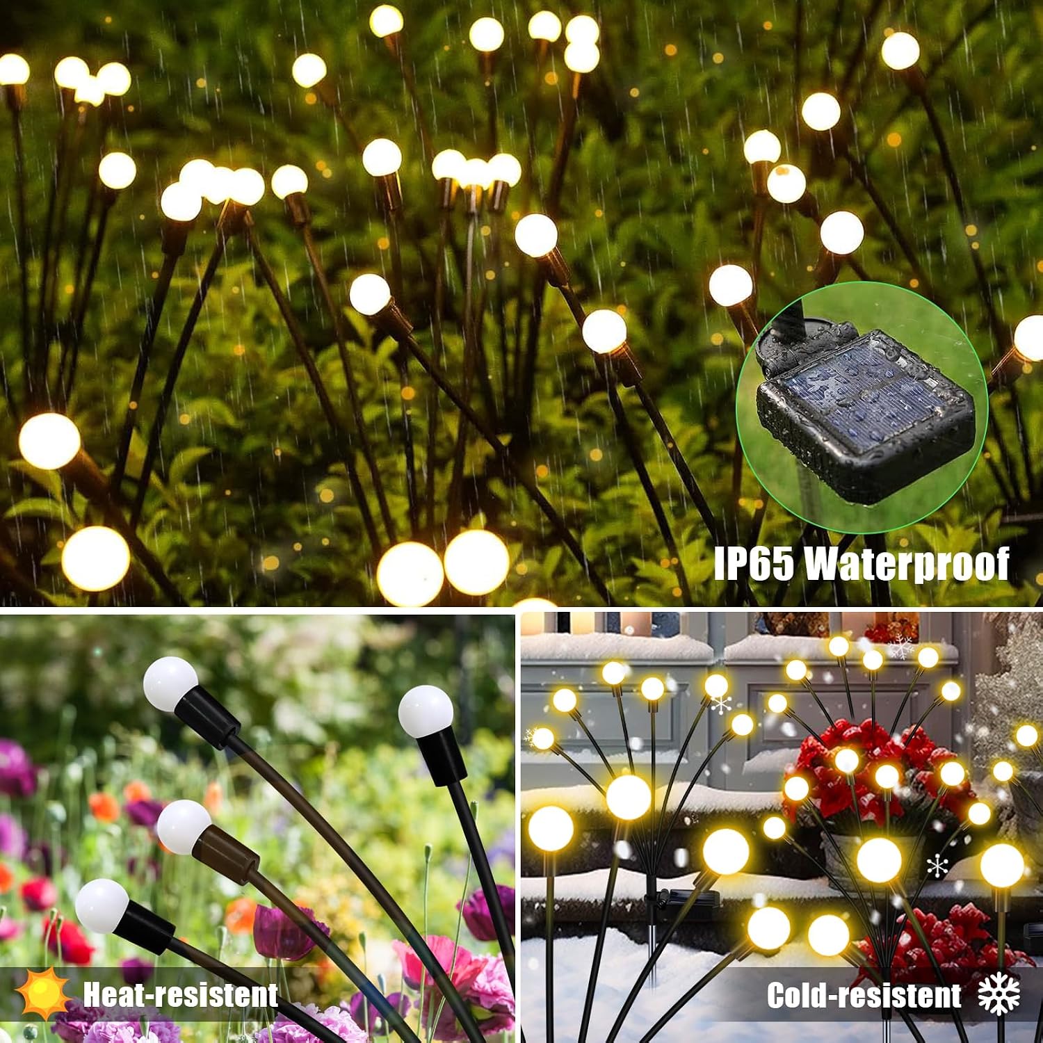 NBQQ Solar Garden Lights 4 Pack of 32 LEDs Swaying Firefly Garden Decor