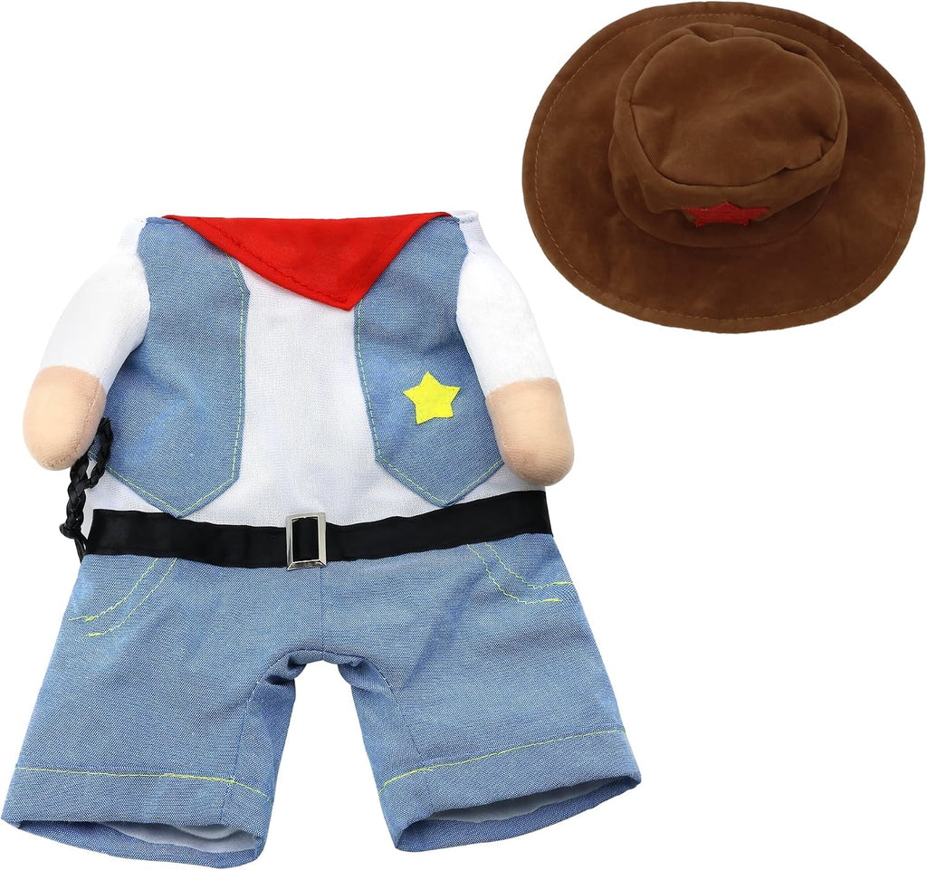 NACOCO Halloween Cowboy Dog Costume - Pet Clothes Costumes with Hat for Dog and Cat Blue(S)