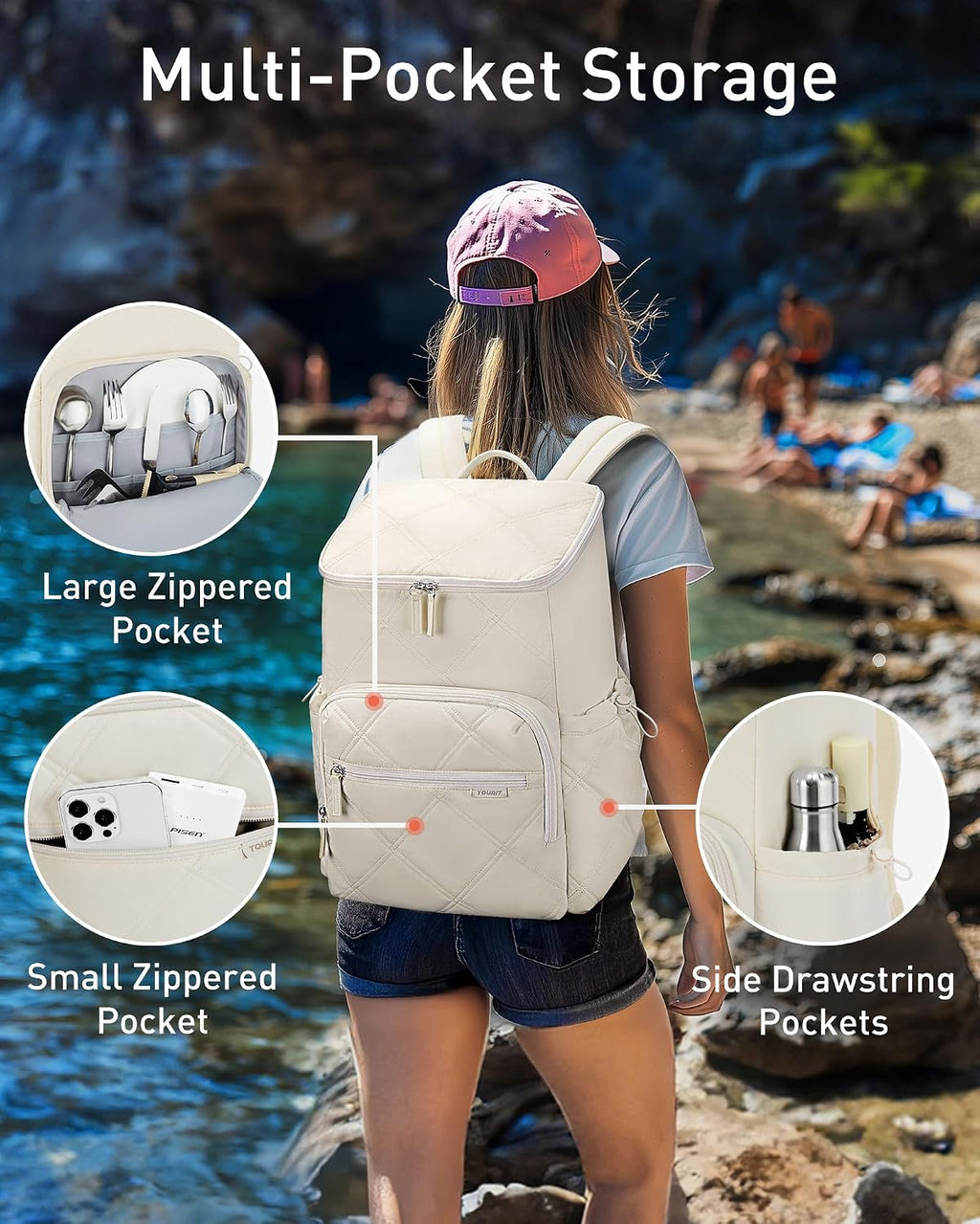 TOURIT Insulated Backpack Cooler: 30 Cans Waterproof Leakproof Soft Cooler Bag Beach Travel Picnic Camping