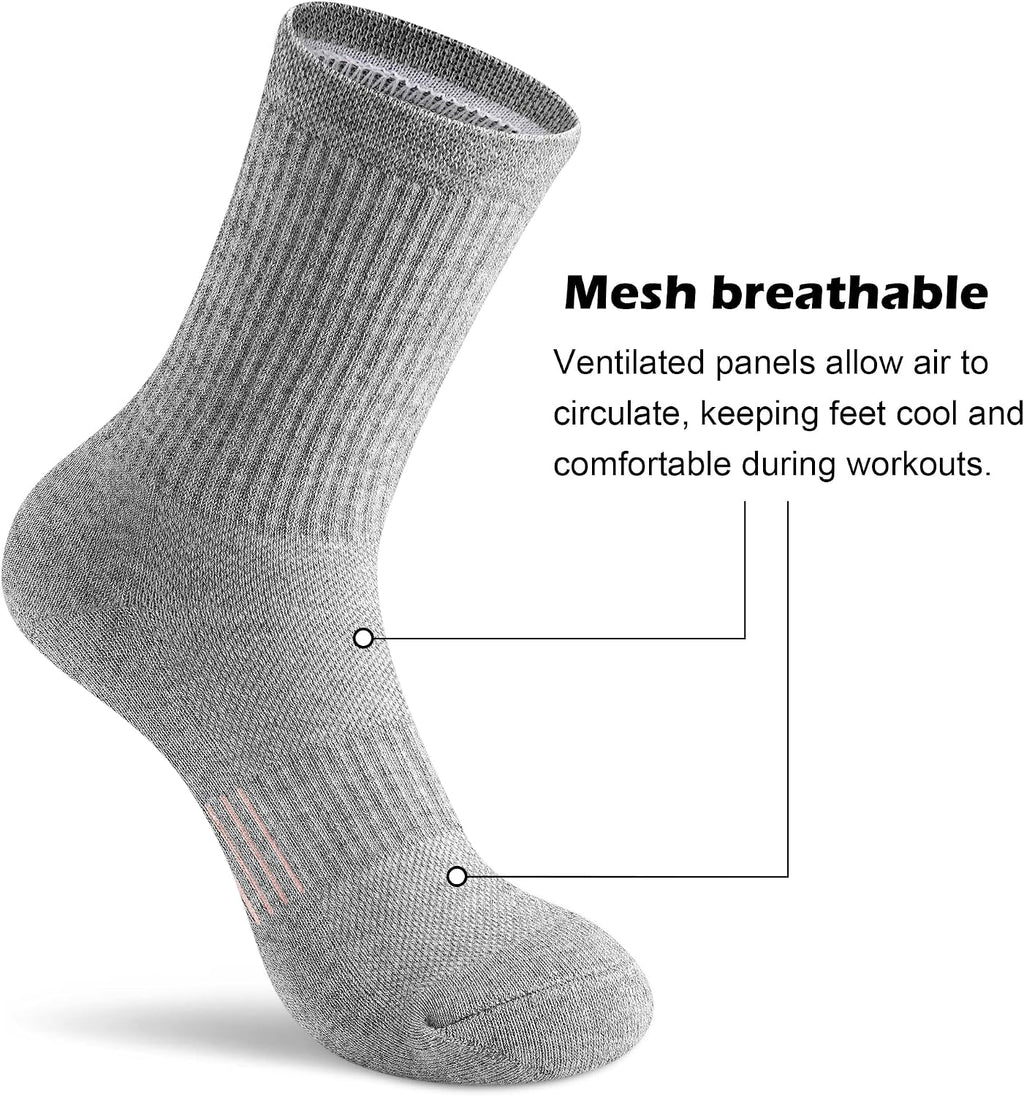 Gonii Women Athletic Cushioned Crew Socks 5 Pairs