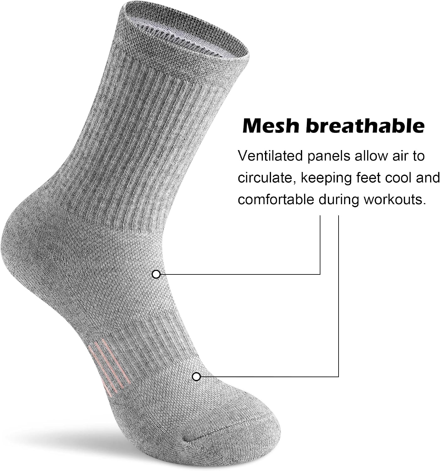 Gonii Women Athletic Cushioned Crew Socks 5 Pairs