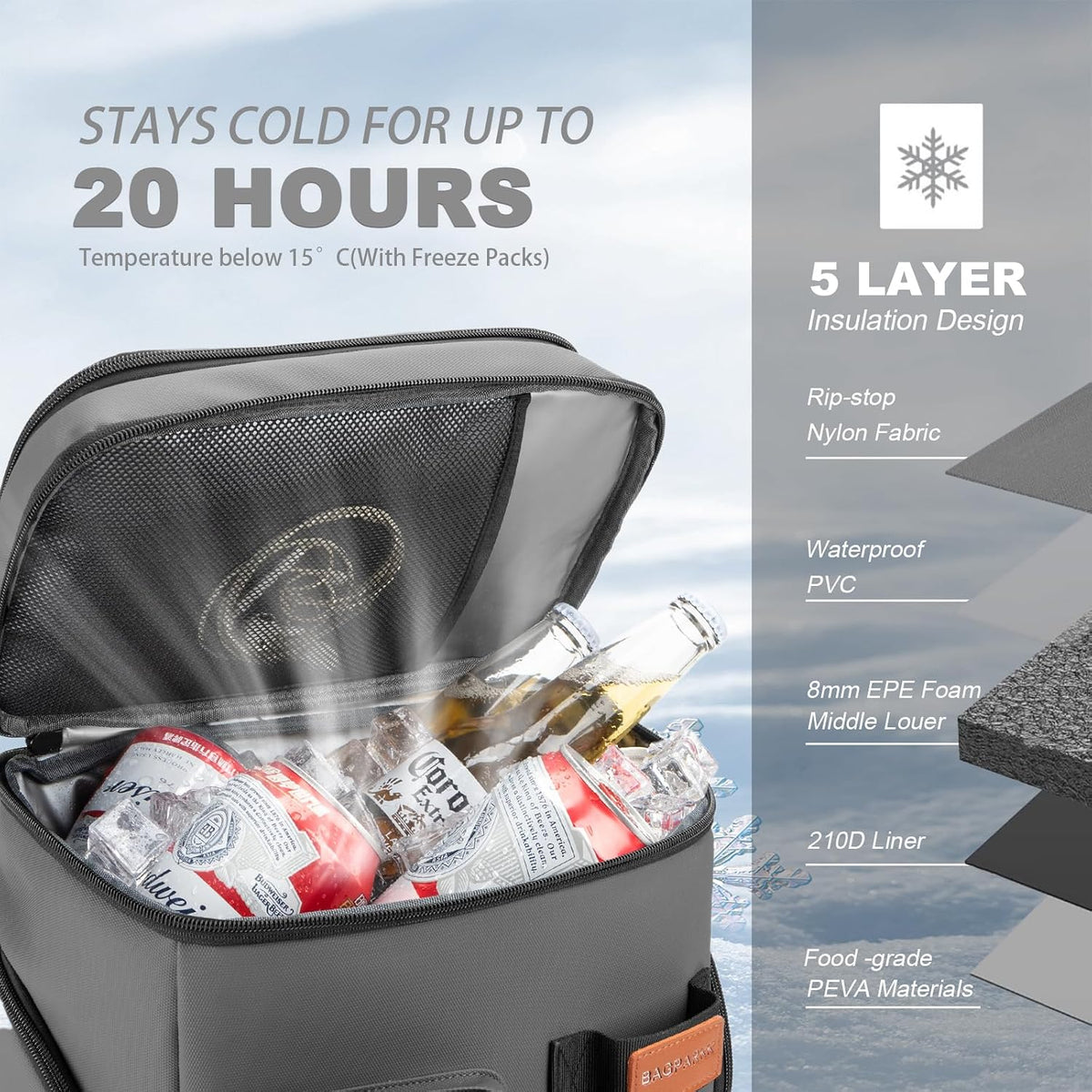 Bagparkk 33/45 Cans Leakproof Insulated Cooler Backpack with Double Deck