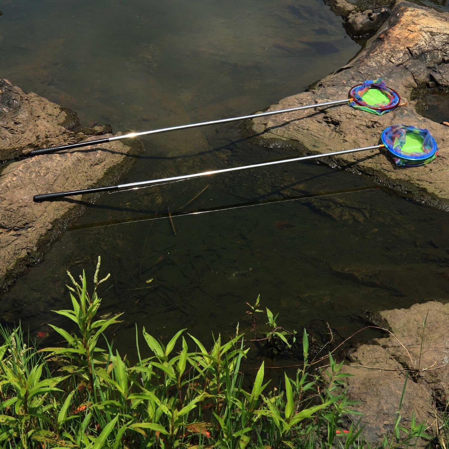 Fishing Net 2 Pack Retractable Lightweight Landing Net with Aluminum Rod Handle Fishing Nets for Youth Catch and Release Butterfly Nets