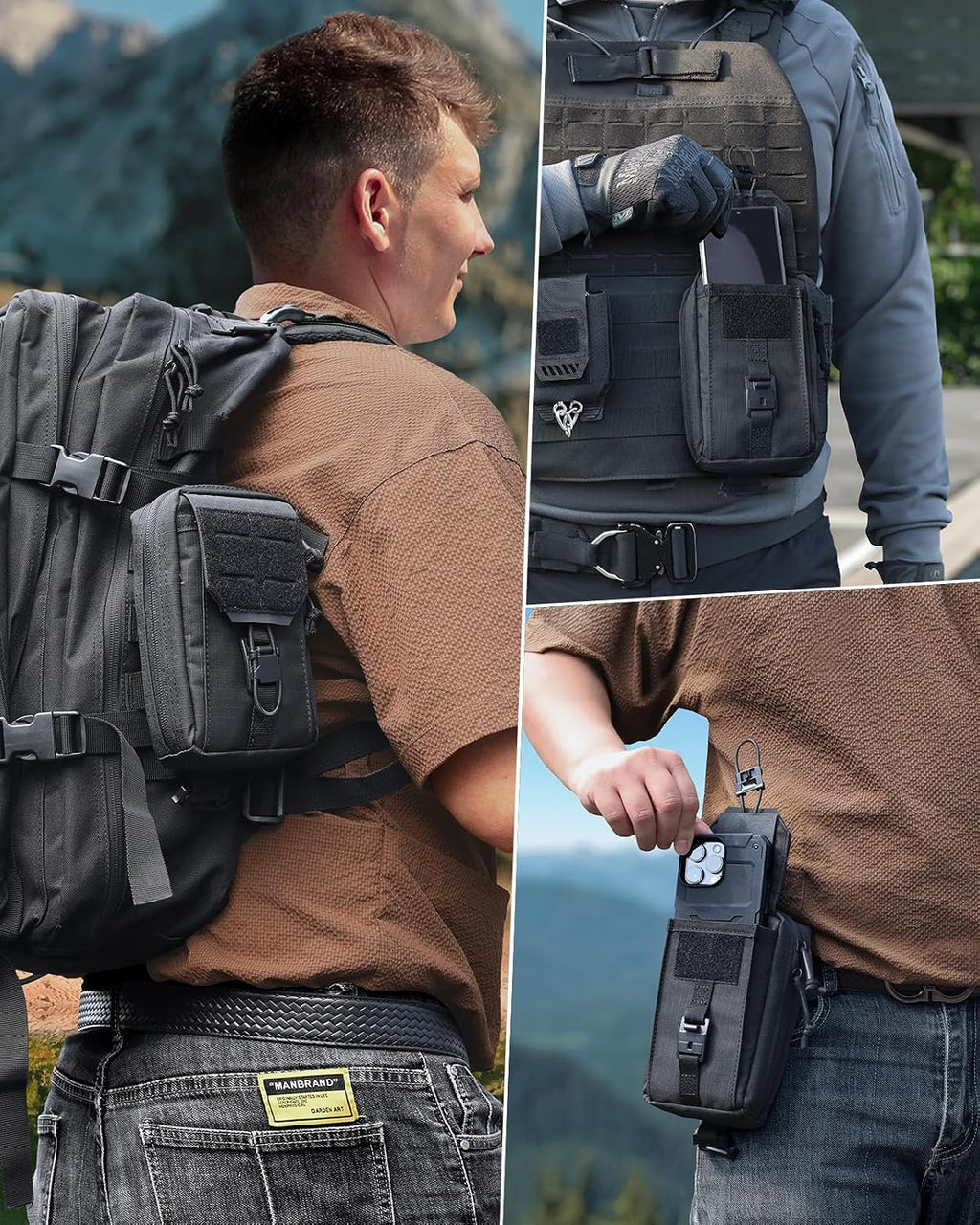 RXW Tactical Phone Pouch, MOLLE Tool Phone Holder for Belt & Vest