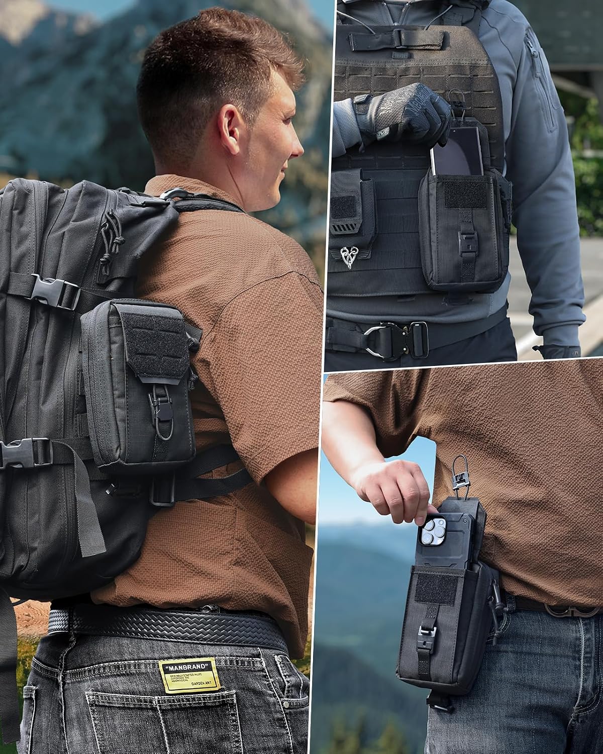 RXW Tactical Phone Pouch, MOLLE Tool Phone Holder for Belt & Vest