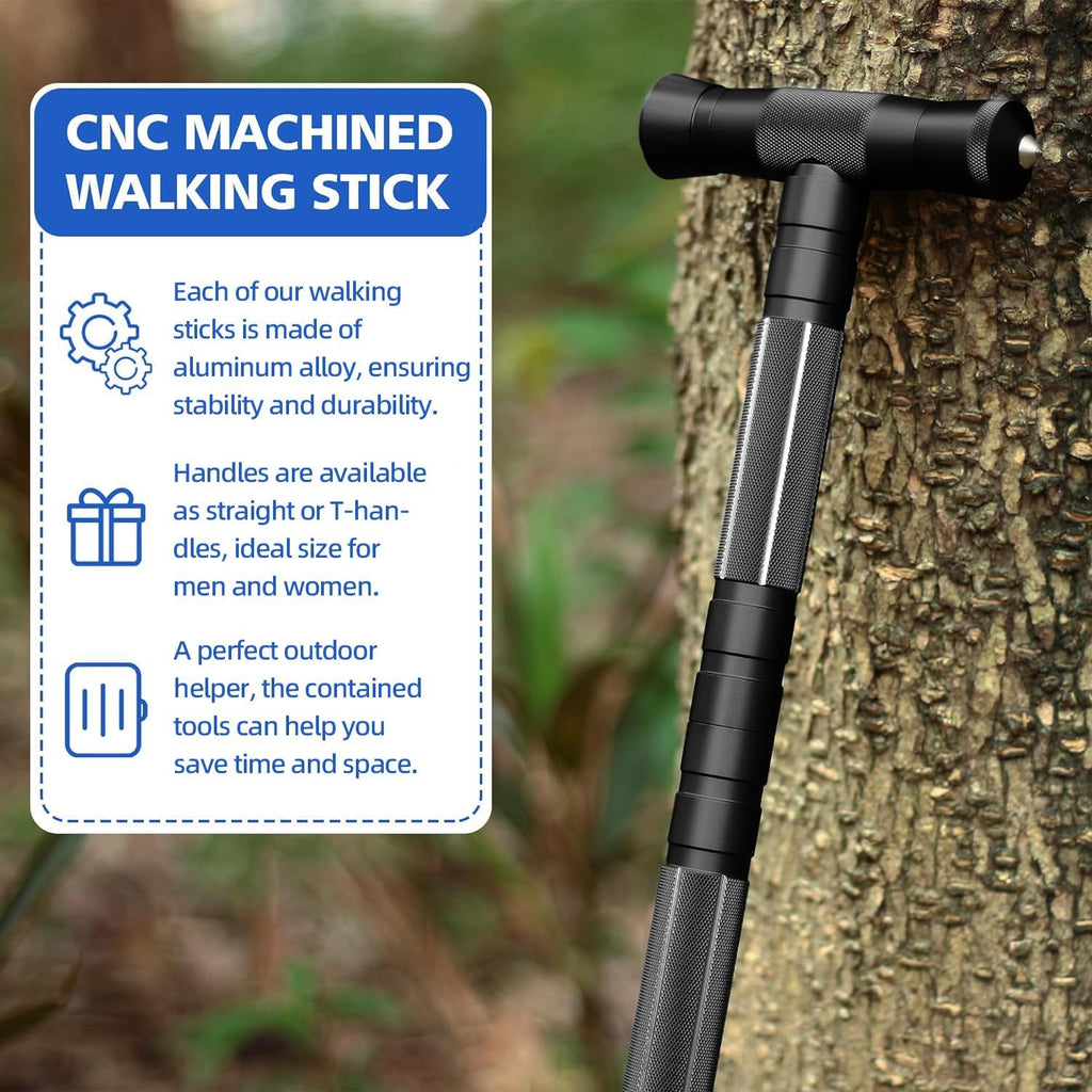 aiGear G2 Tactical Hiking Stick with Survival Kit, 5-Section Staff