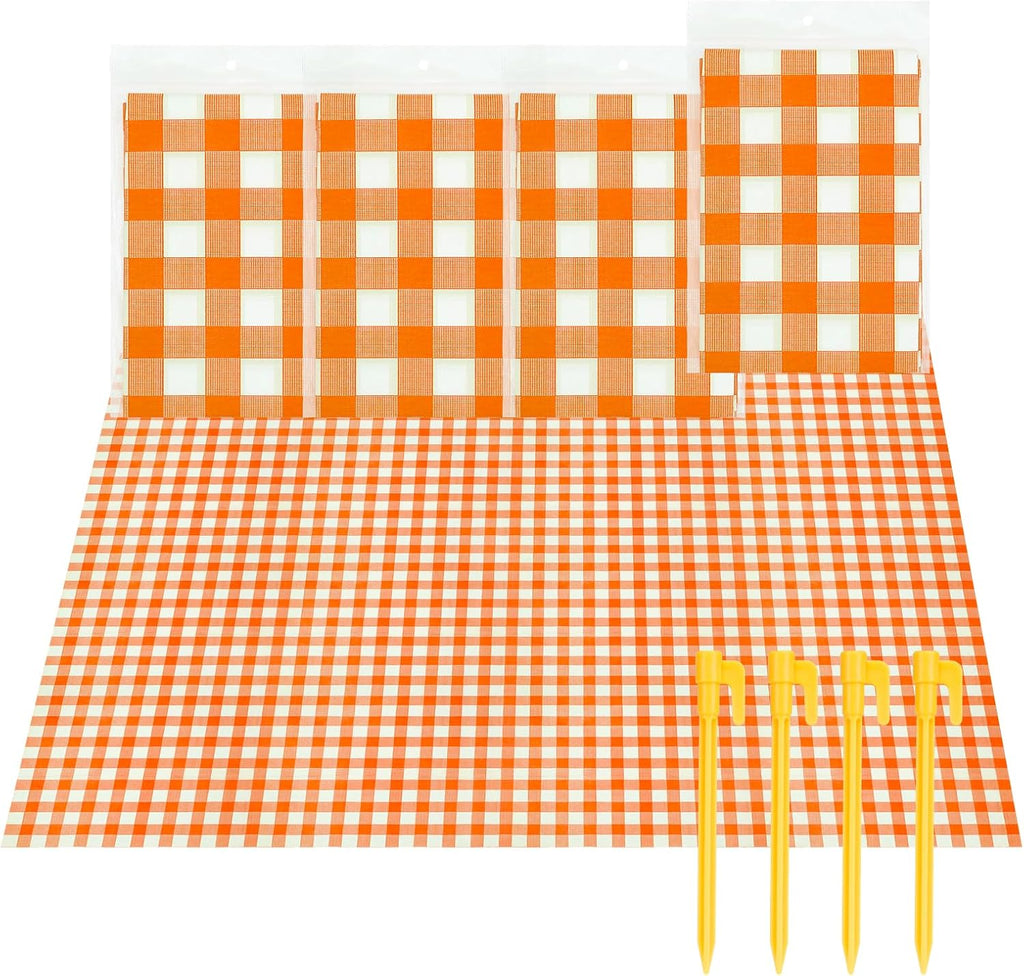 4 Pcs Disposable Outdoor Picnic Blankets 70.9''x70.9'' Portable Pocket Blanket Foldable Waterproof Picnic Mats Sandproof Beach Blanket with Ground Spikes for Beach Travel Hiking Camping