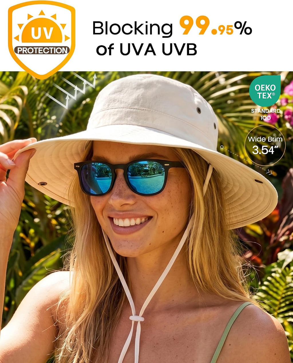 FURTALK Sun Hats for Women Ponytail Wide Brim Summer Packable Cowboy Hat