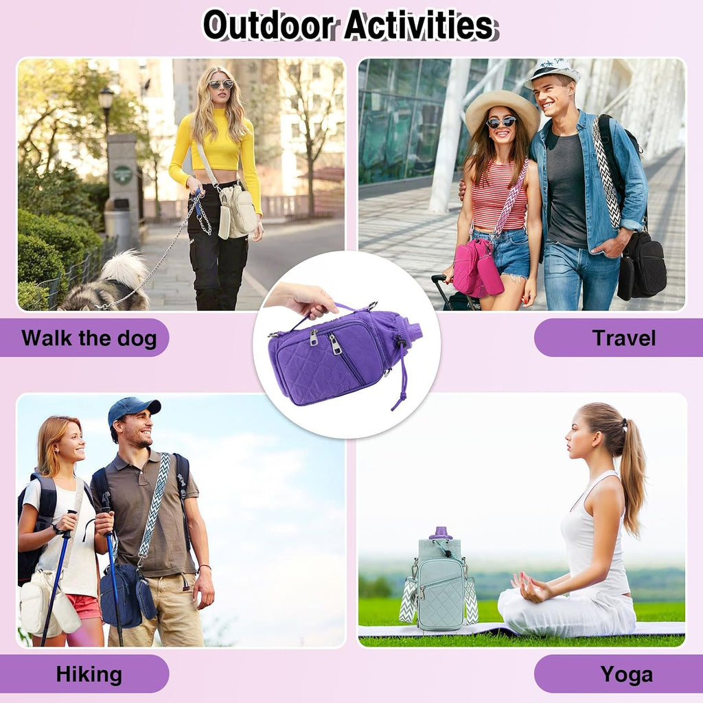 AGLOD Water Bottle Carrier Bag with Strap, Water Bottle Holder Crossbody Bags for Women Men for Walking, Hiking,Cycling