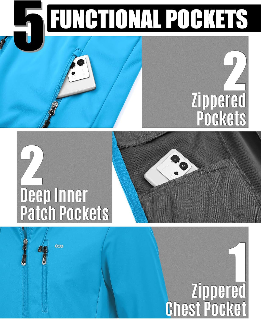 33,000ft Men's Softshell Jacket Hooded Waterproof Windbreaker Rain Jacket