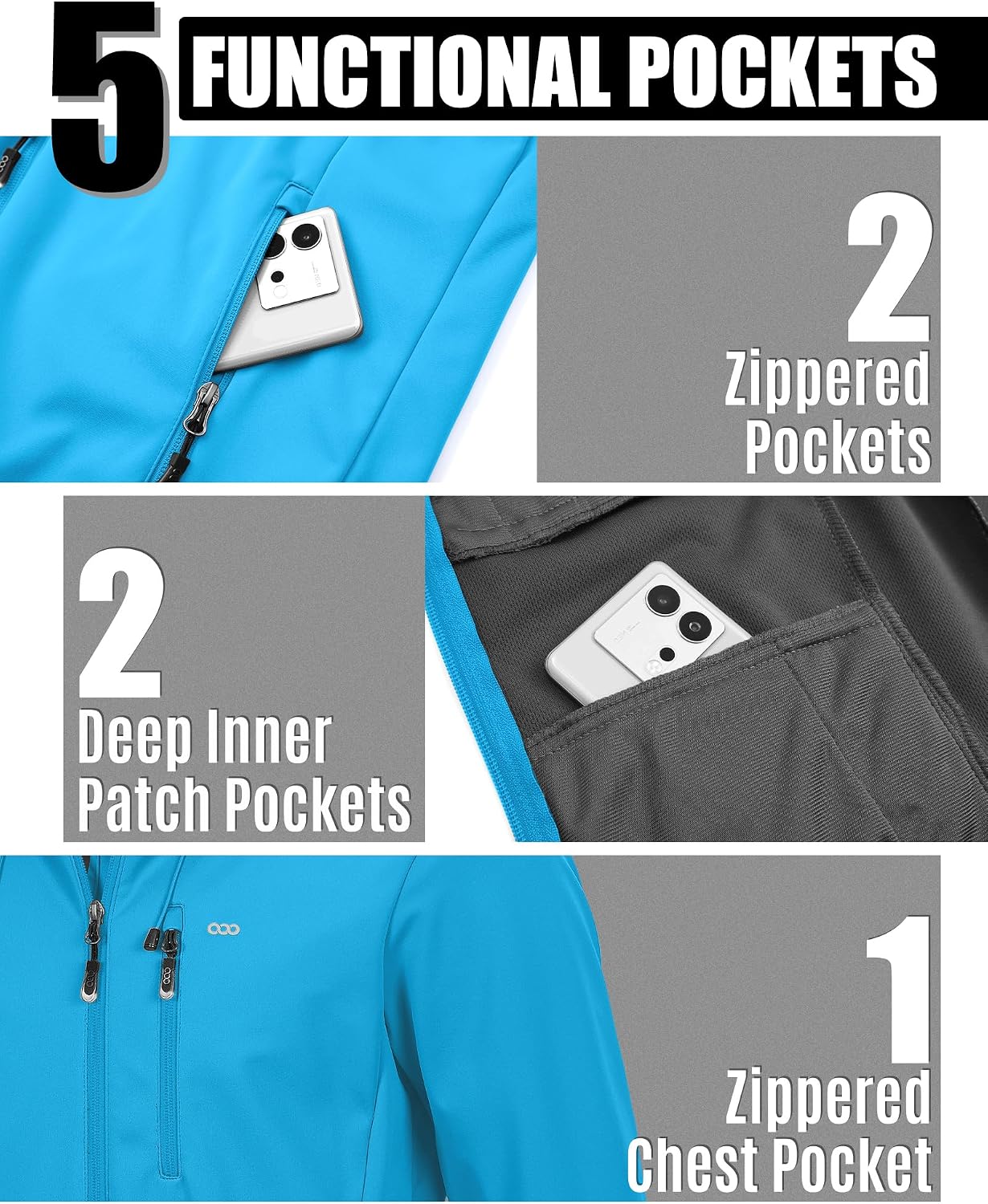33,000ft Men's Softshell Jacket Hooded Waterproof Windbreaker Rain Jacket