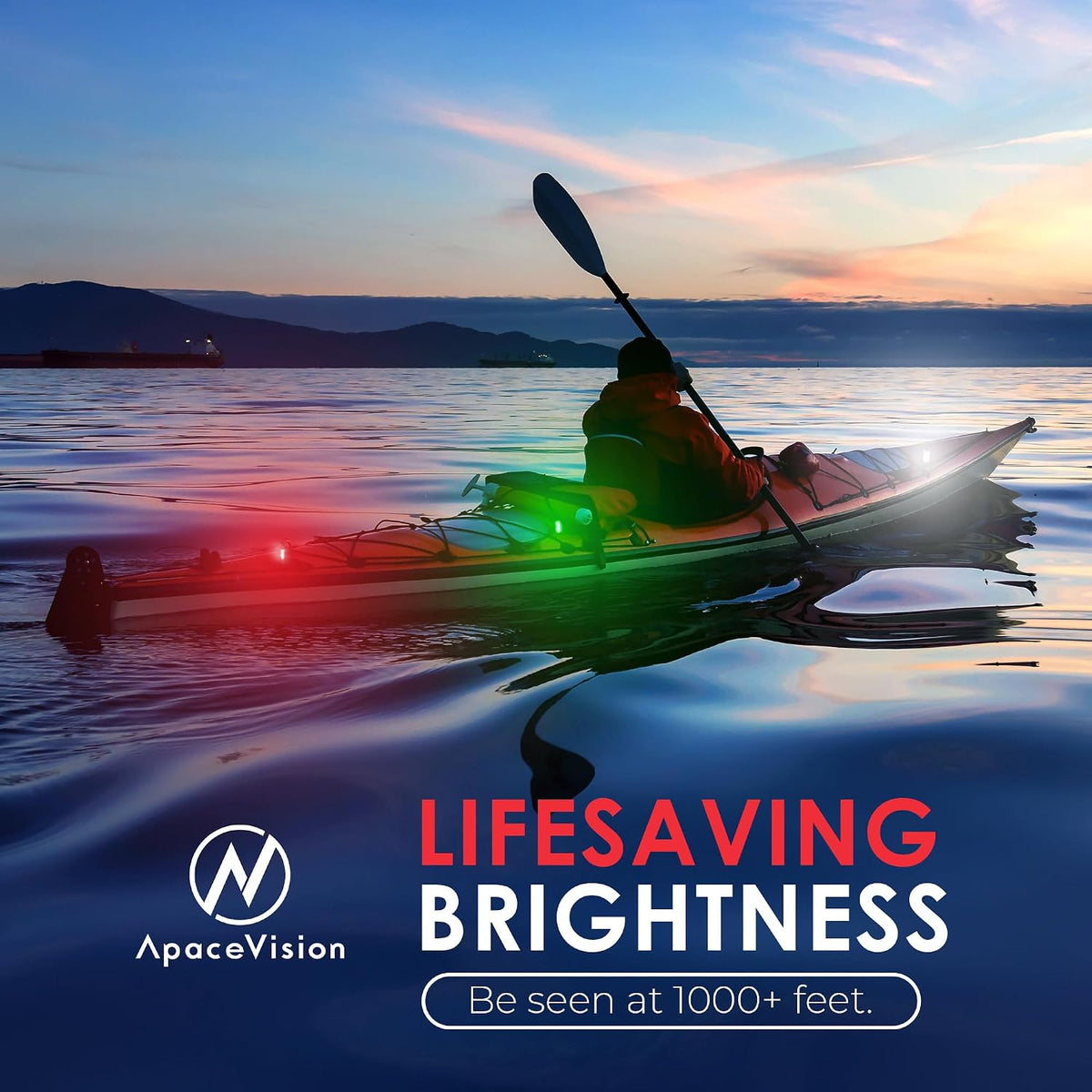 KayaLuma LED Kayak Lights 3 Pack, Clip On Marine Navigation Lights for Boat