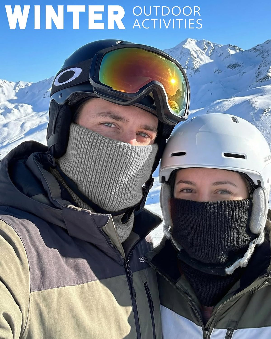 HONGTEYA Neck Gaiters for Men, Winter Neck Warmer Face for Men & Women,Thick Windproof Warm Lined Ski Mask