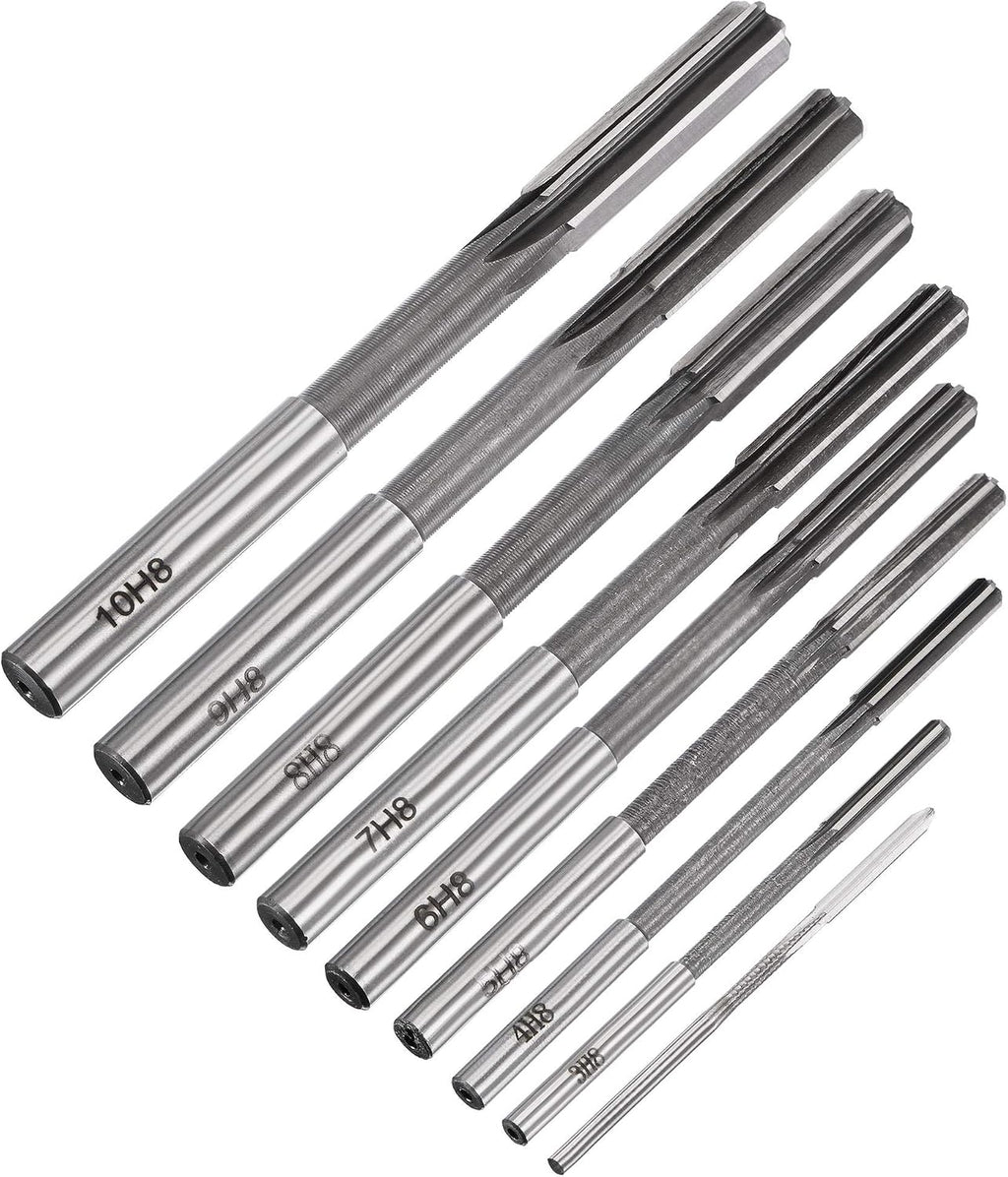 uxcell Chucking Reamer Set Lathe Machine Reamer Straight Flute Milling Cutter High Speed Steel H8 Tolerance (2mm 3mm 4mm 5mm 6mm 7mm 8mm 9mm 10mm) 9pcs