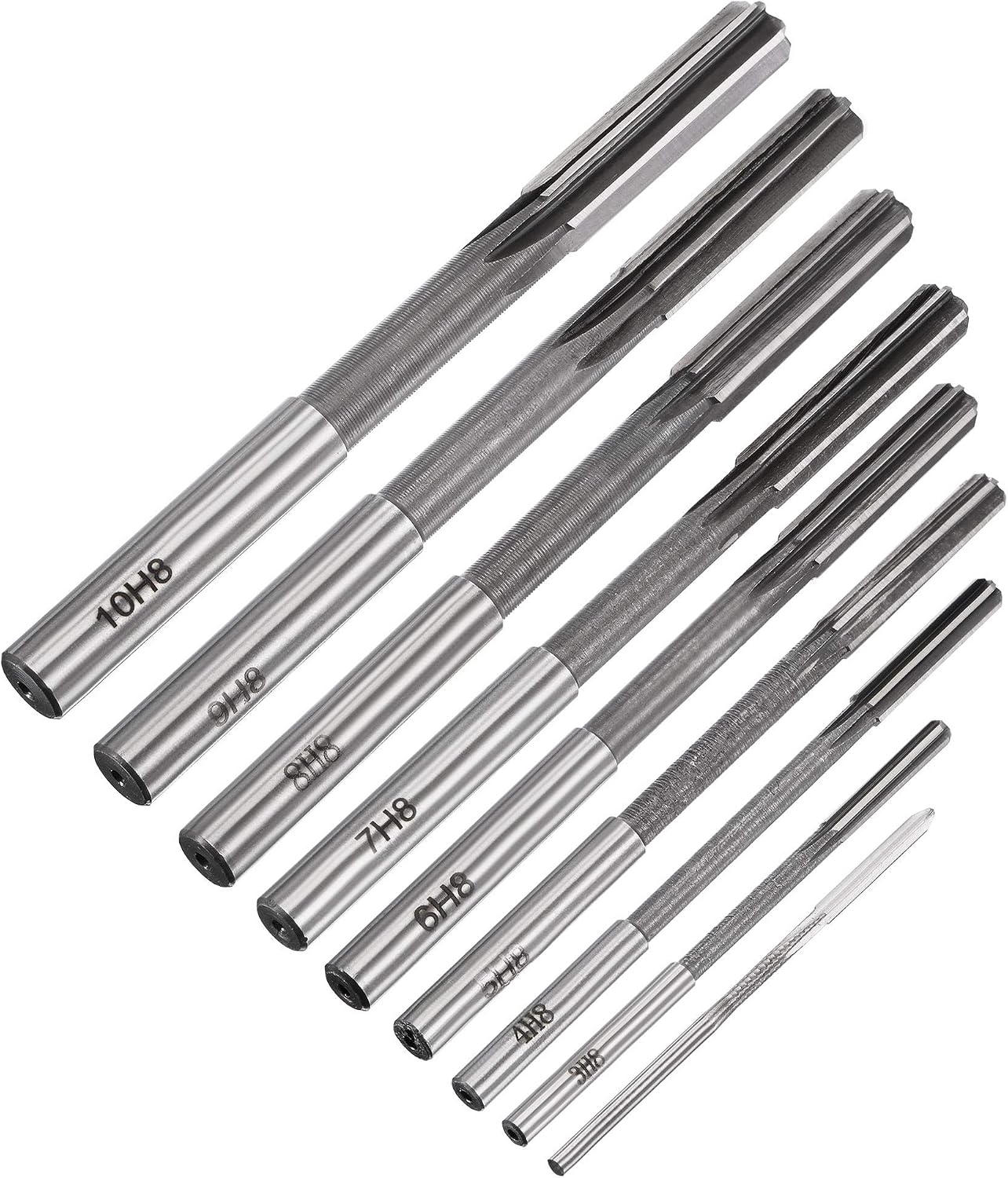 uxcell Chucking Reamer Set Lathe Machine Reamer Straight Flute Milling Cutter High Speed Steel H8 Tolerance (2mm 3mm 4mm 5mm 6mm 7mm 8mm 9mm 10mm) 9pcs