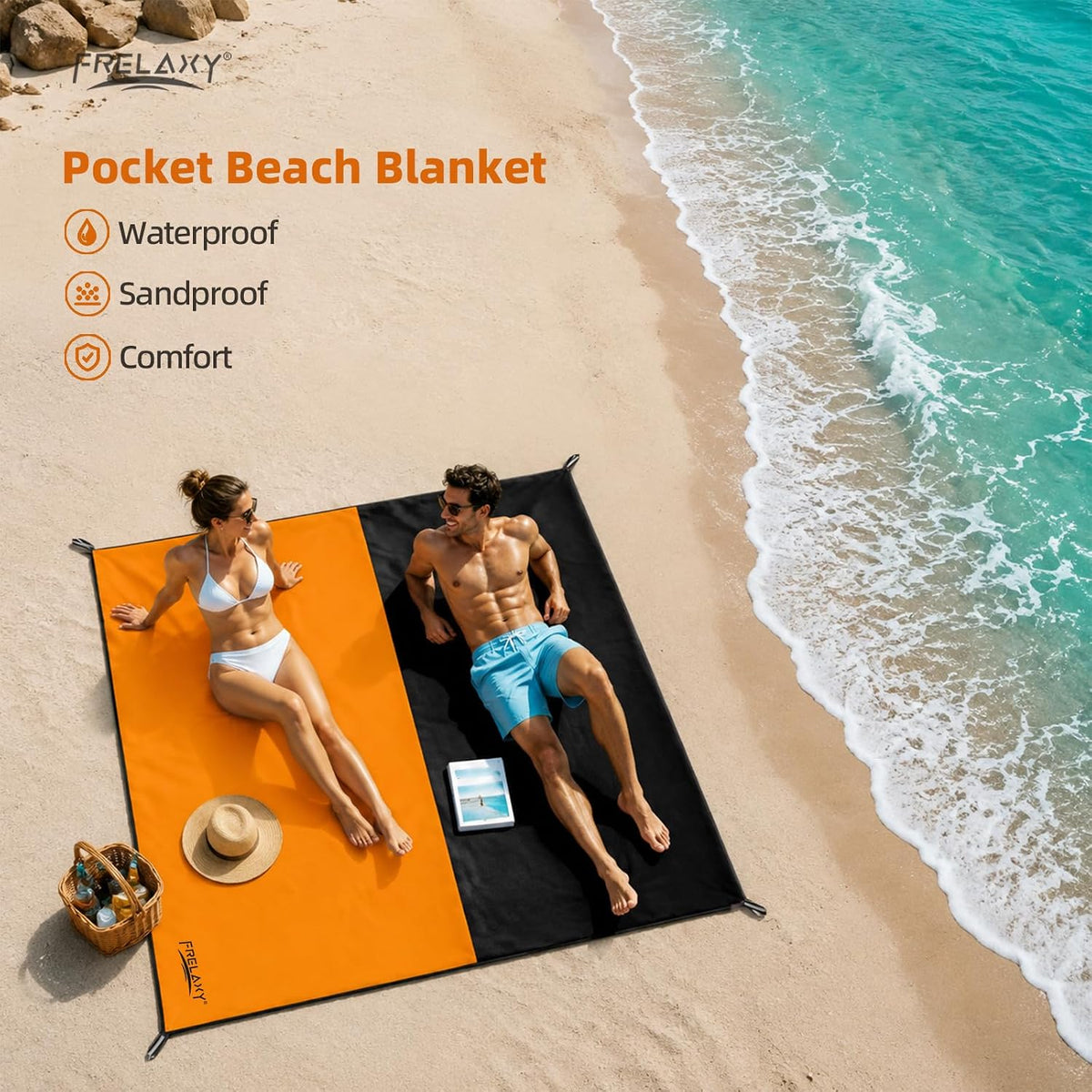 Frelaxy Pocket Picnic Blanket, Waterproof Blanket for Beach Festival