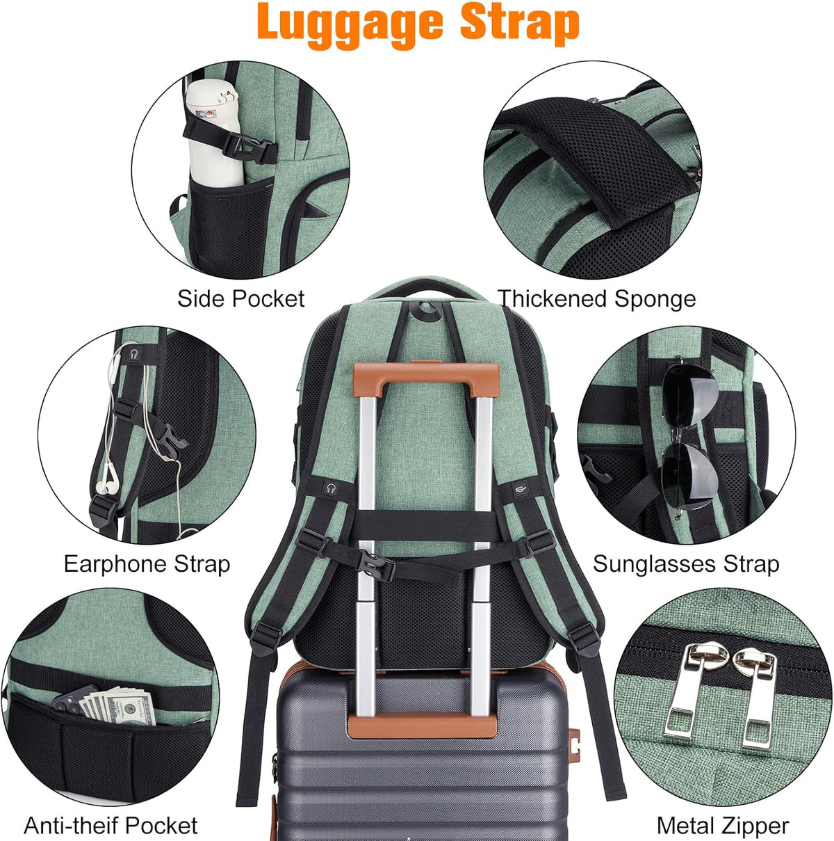 Insulated Lunch Backpack Fit 17" Laptop with Cooler Compartment