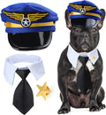 Yewong 3-Piece Pet Captain Costume Accessory Set - Dog & Cat Pilot Hat, Formal Necktie & Collar - Fancy Dress & Halloween Party (Set-A)